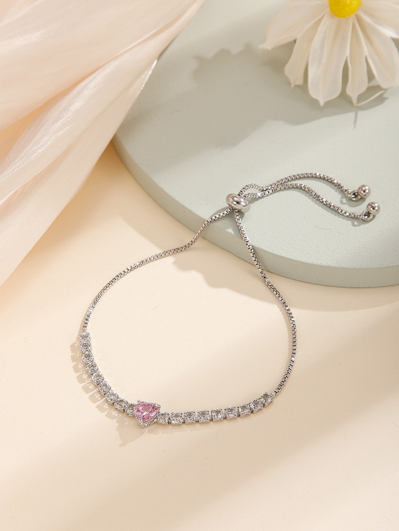 Rhinestone Heart Decor Bracelet