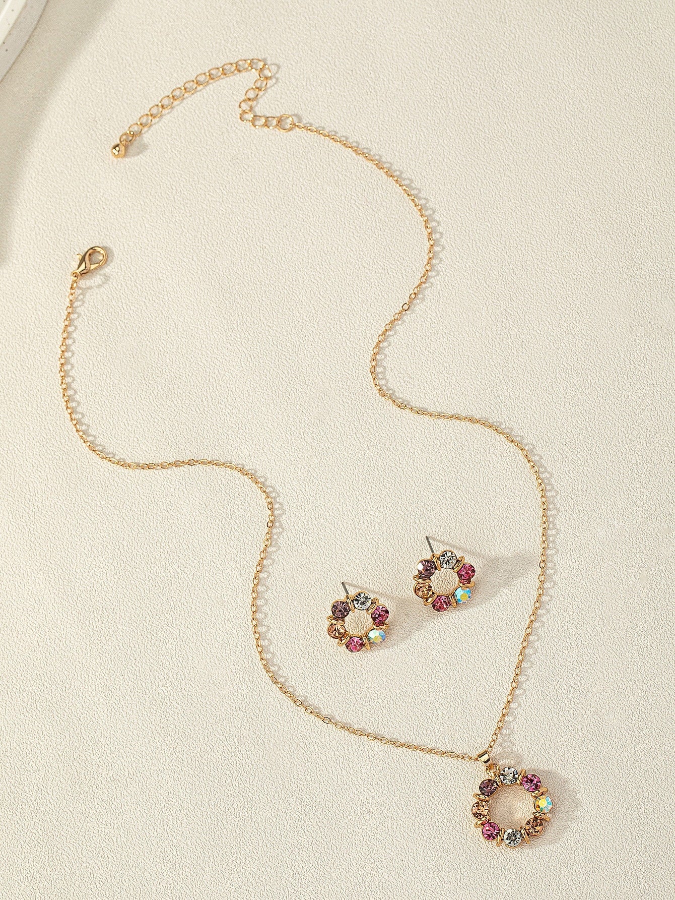 3Pcs/Set Glamorous Zinc Alloy Rhinestone Flower Decor Jewelry Set for Women for Daily Decoration