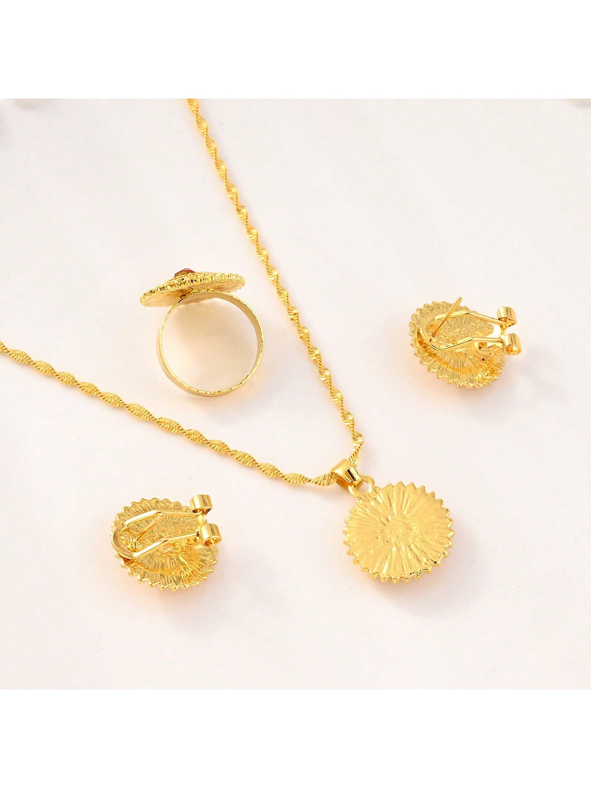 1Pc Gold-Color Traditional Jewelry Set for Women, Wedding Party Gift Set