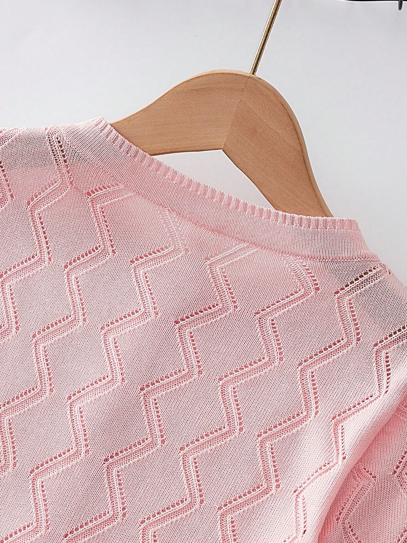 Girls' Solid Color Pointelle Knit Cardigan