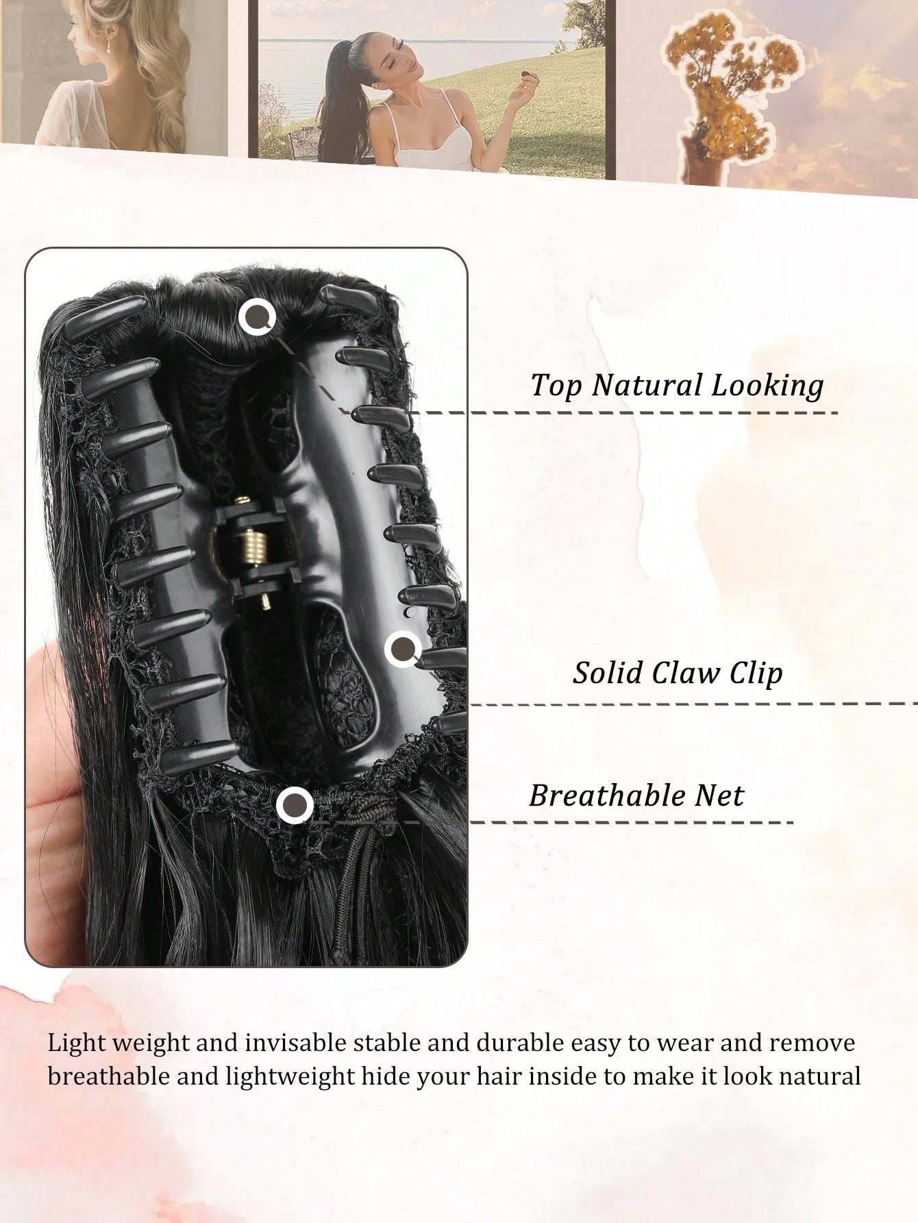 Claw Clip Ponytail Extension Curly Wavy Clip in Long Ponytails Hair Extensions Synthetic Hairpiece for Women