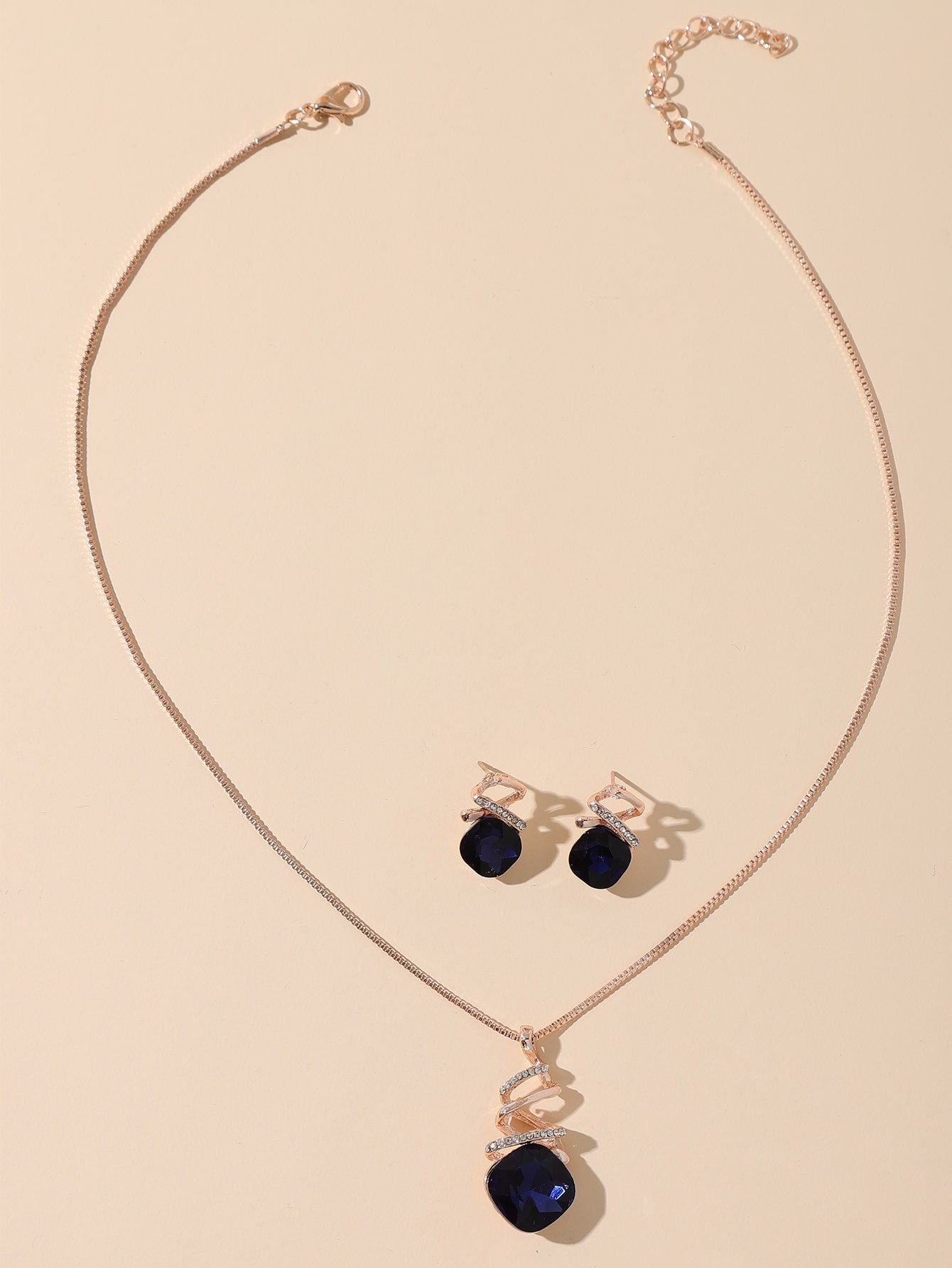 3Pcs Rhinestone Decor Jewelry Set