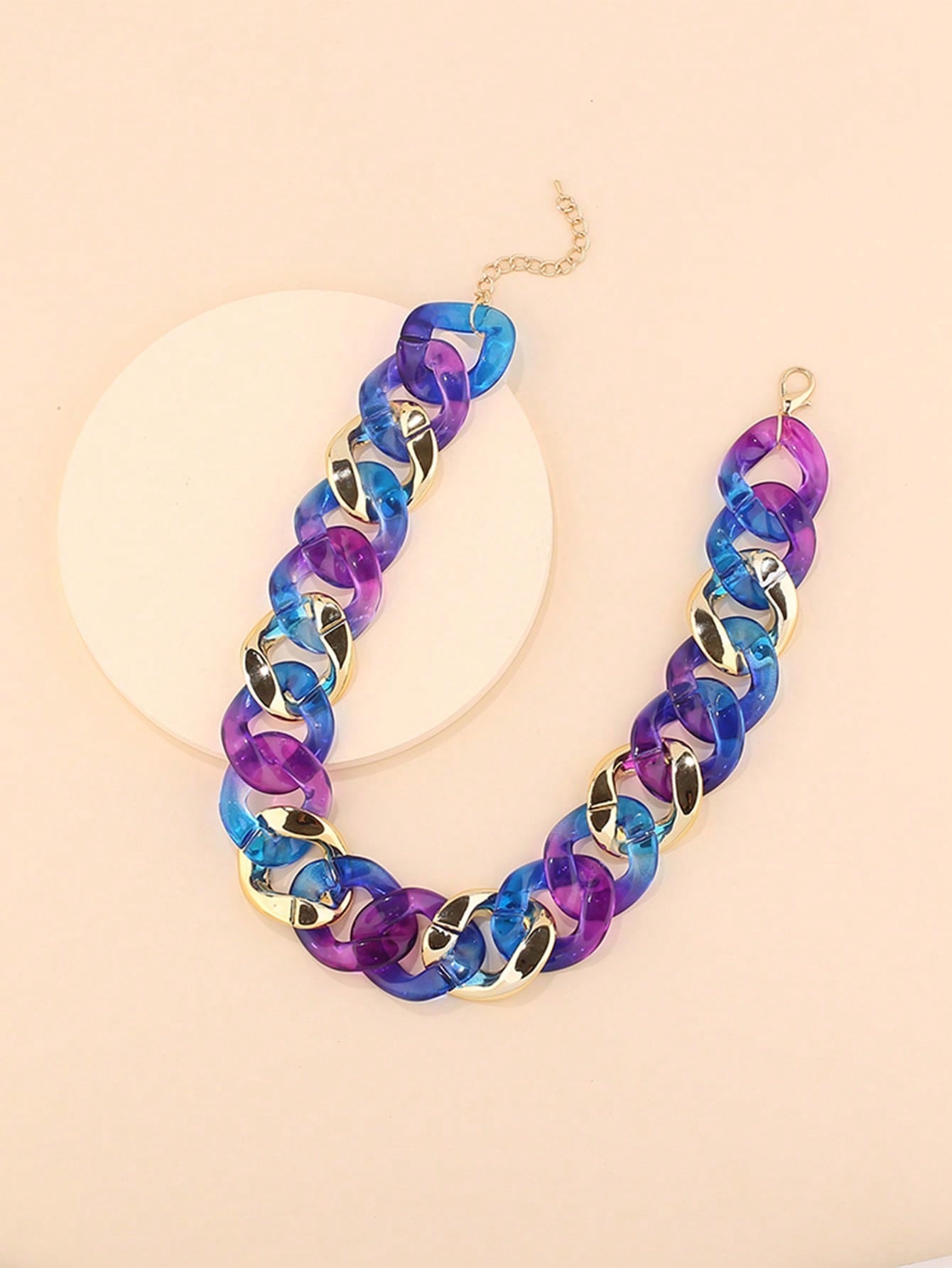 1Pc Fashion Polyresin Chain Necklace & 1Pair Drop Earrings for Women for Daily Decoration