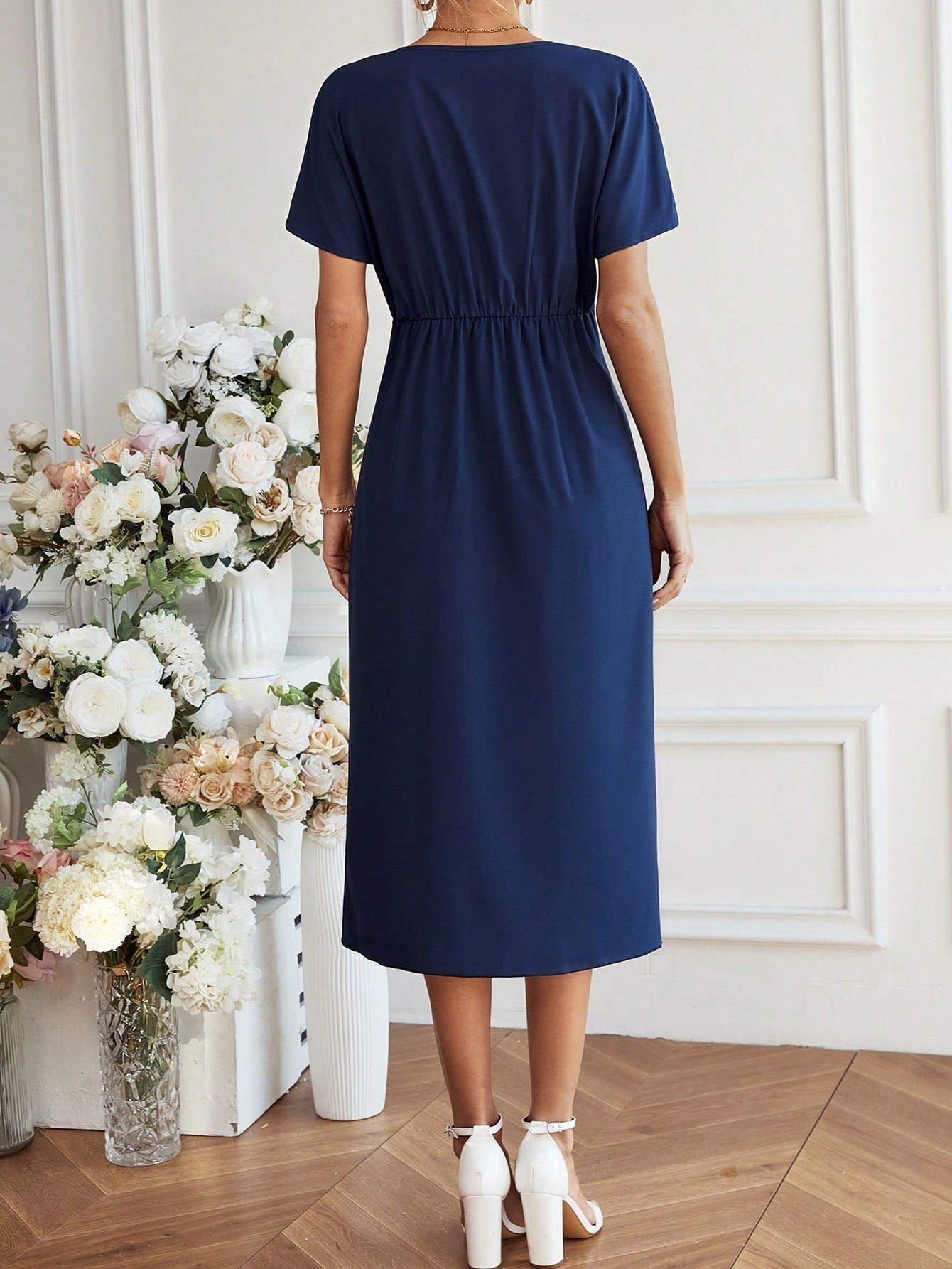 Ladies' Twist Knot & Splice Design Ruffle Hem Dress