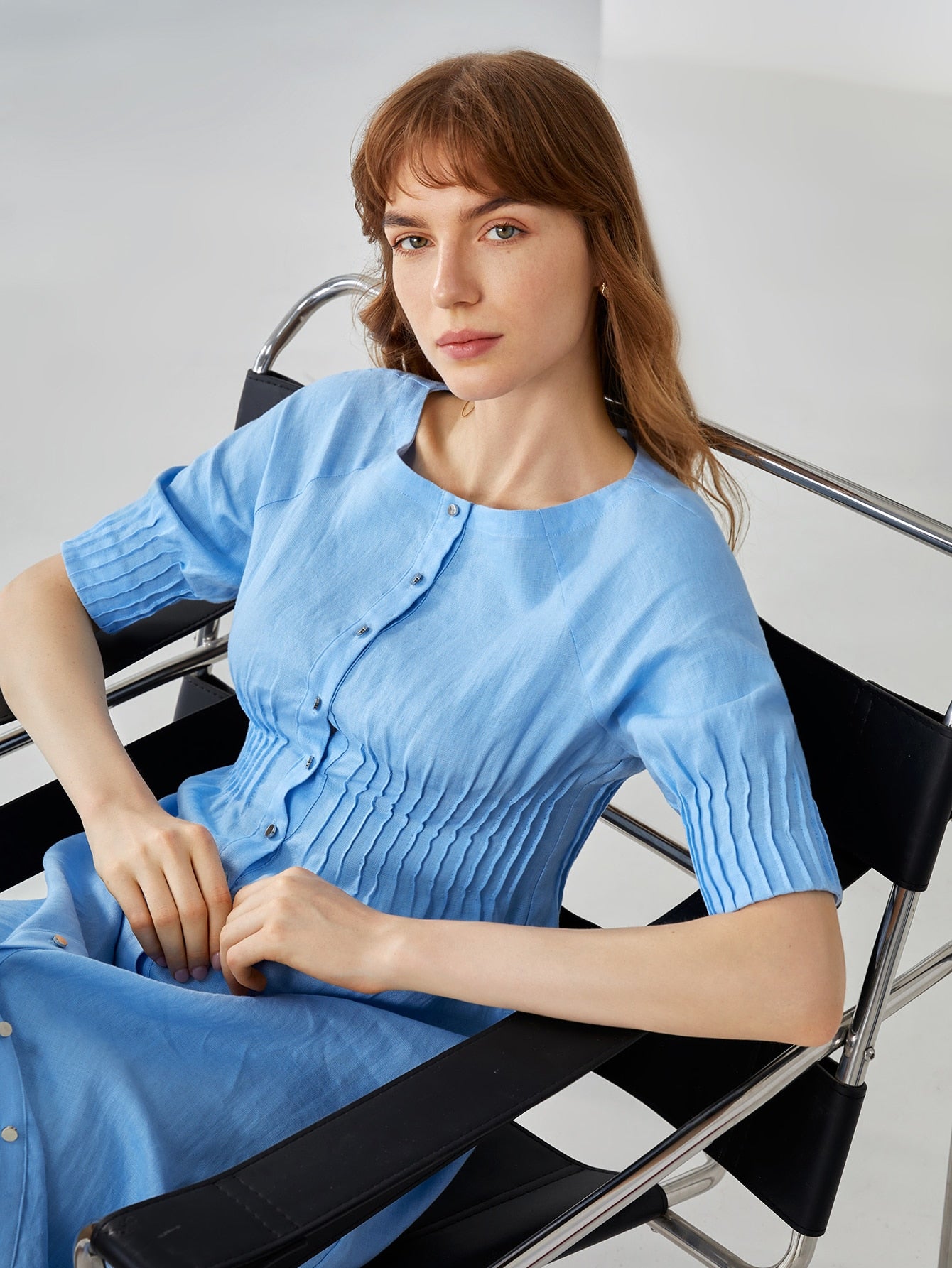 MOTF PREMIUM 100% LINEN RAGLAN SLEEVE DRESS