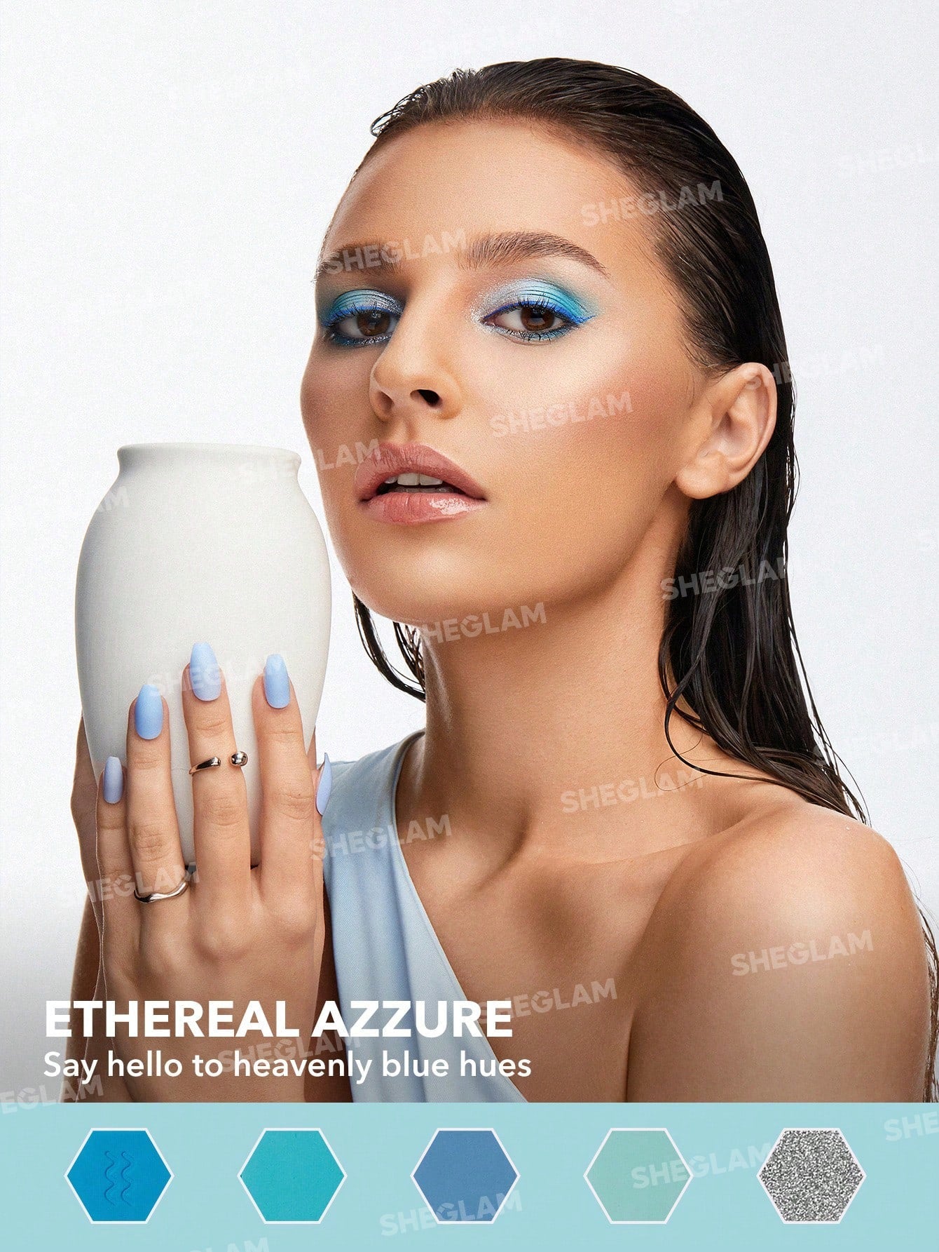 SHEGLAM Ambitious Aquarius Palette 8-Clolor Shimmer Metallic Matte Eyeshadow Palette Silver Blue High Shine High Pigment Long Wear Blendable Cream Eyeshadow Black Friday Winter Purple Eyeshadow