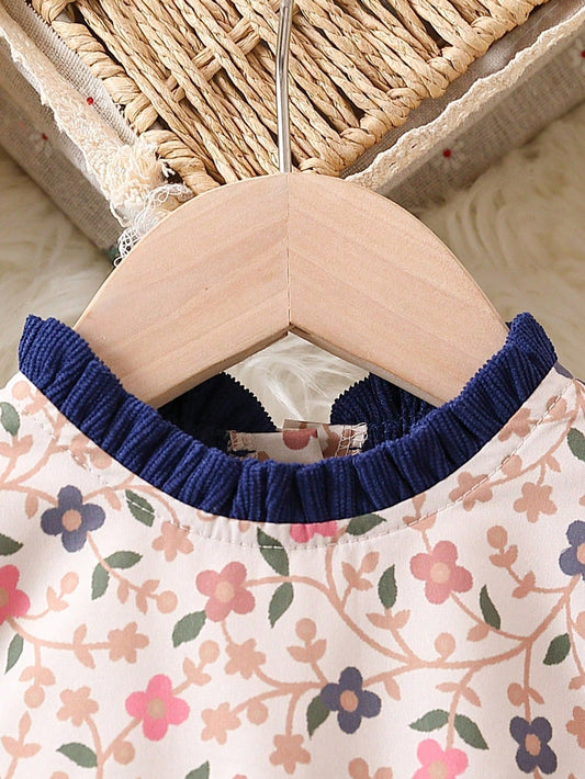 Infant & Toddler Girls' Spring/Autumn Patchwork Printed Long Sleeve Dress