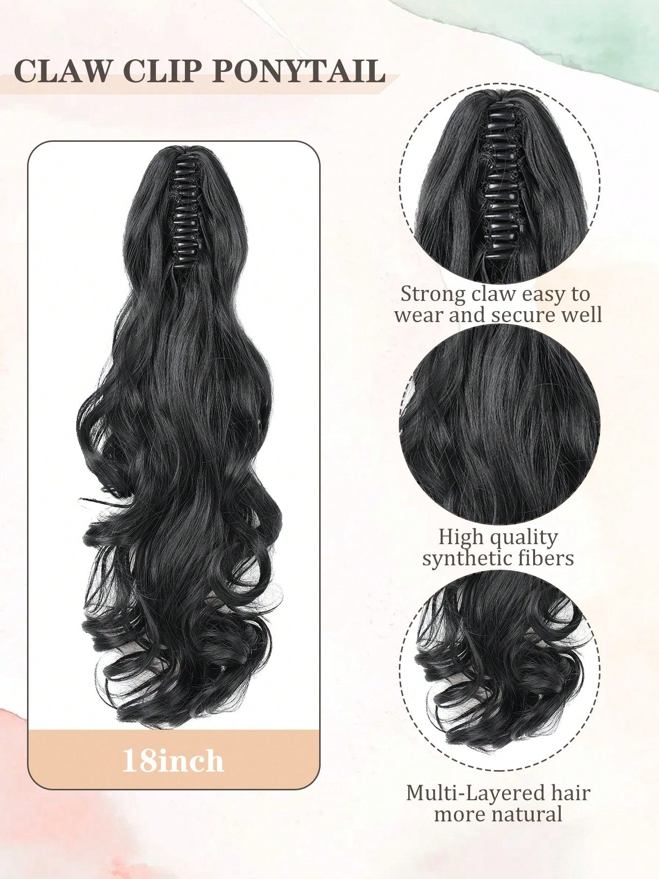 Claw Clip Ponytail Extension Curly Wavy Clip in Long Ponytails Hair Extensions Synthetic Hairpiece for Women