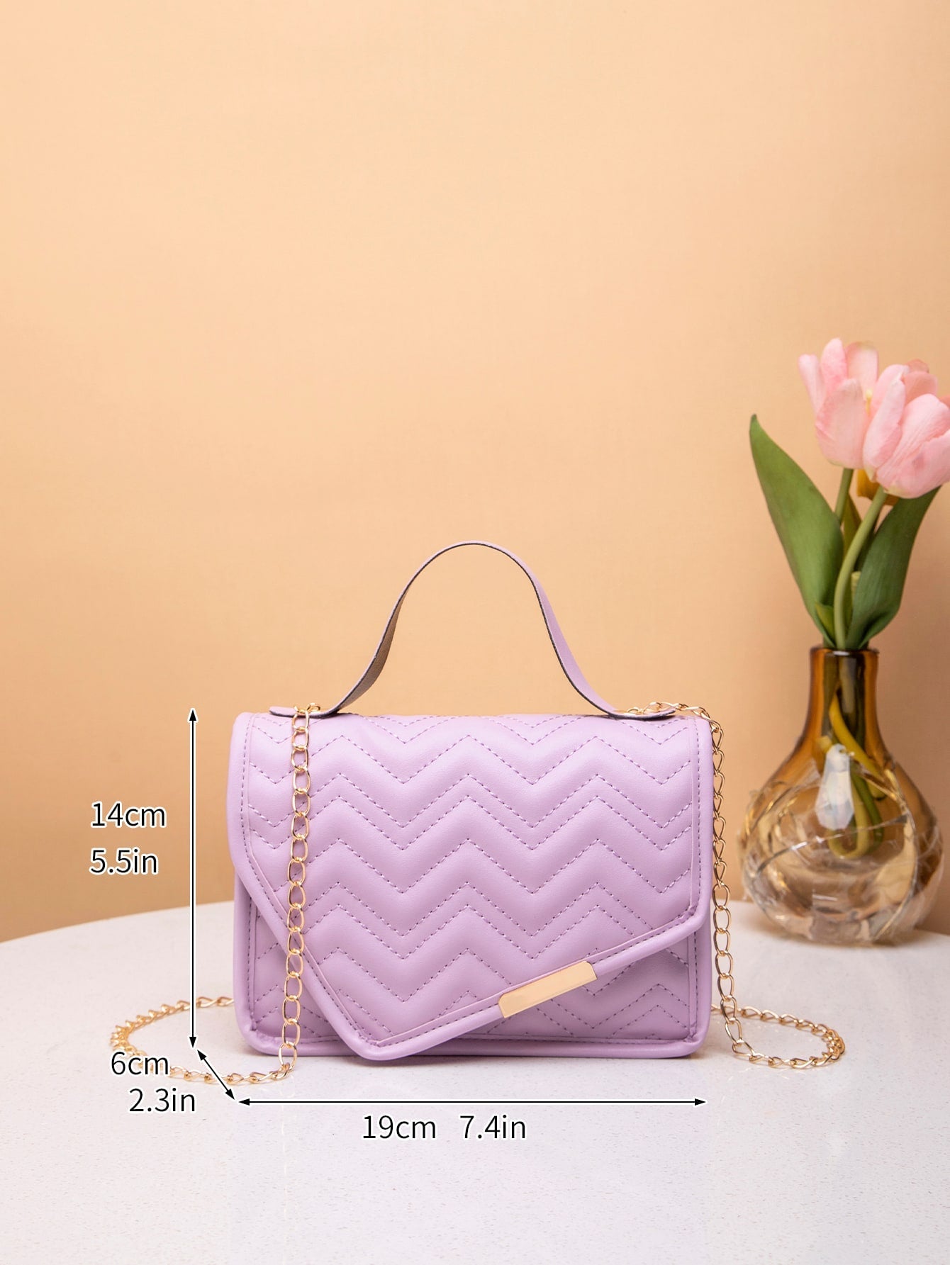 Mini Chevron Flap Chain Square Bag