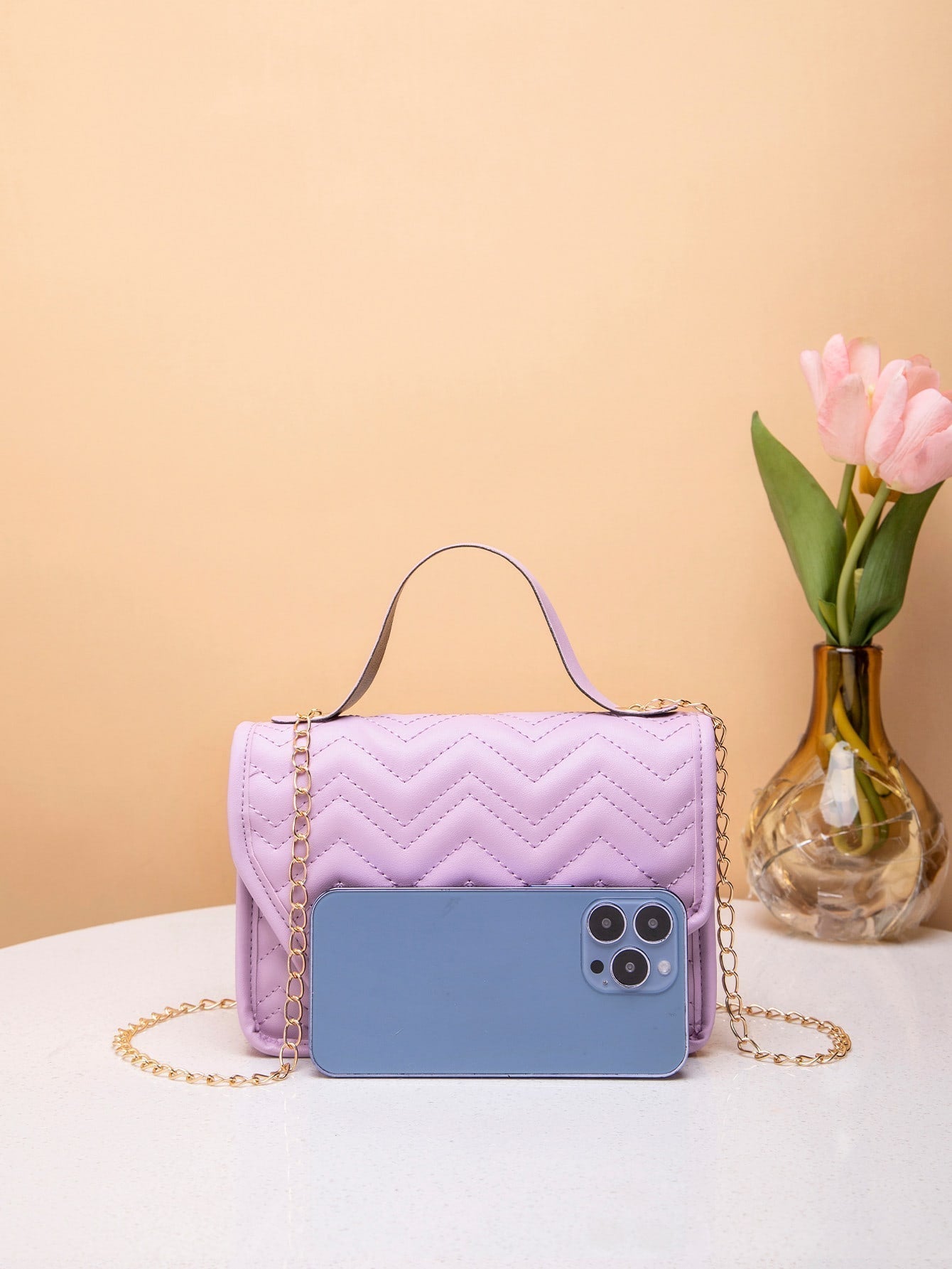 Mini Chevron Flap Chain Square Bag