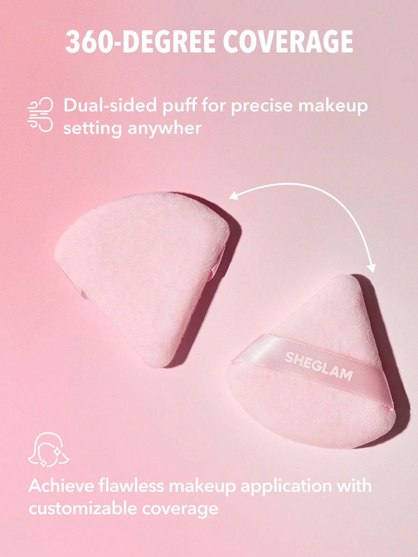SHEGLAM Insta-Ready Powder Puff 1 Pcs Triangle Shaped Makeup Puff Soft Powder Puff Fan Puff Pink Beauty Makeup Tool Black Friday Sale Makeup Puff Sponge