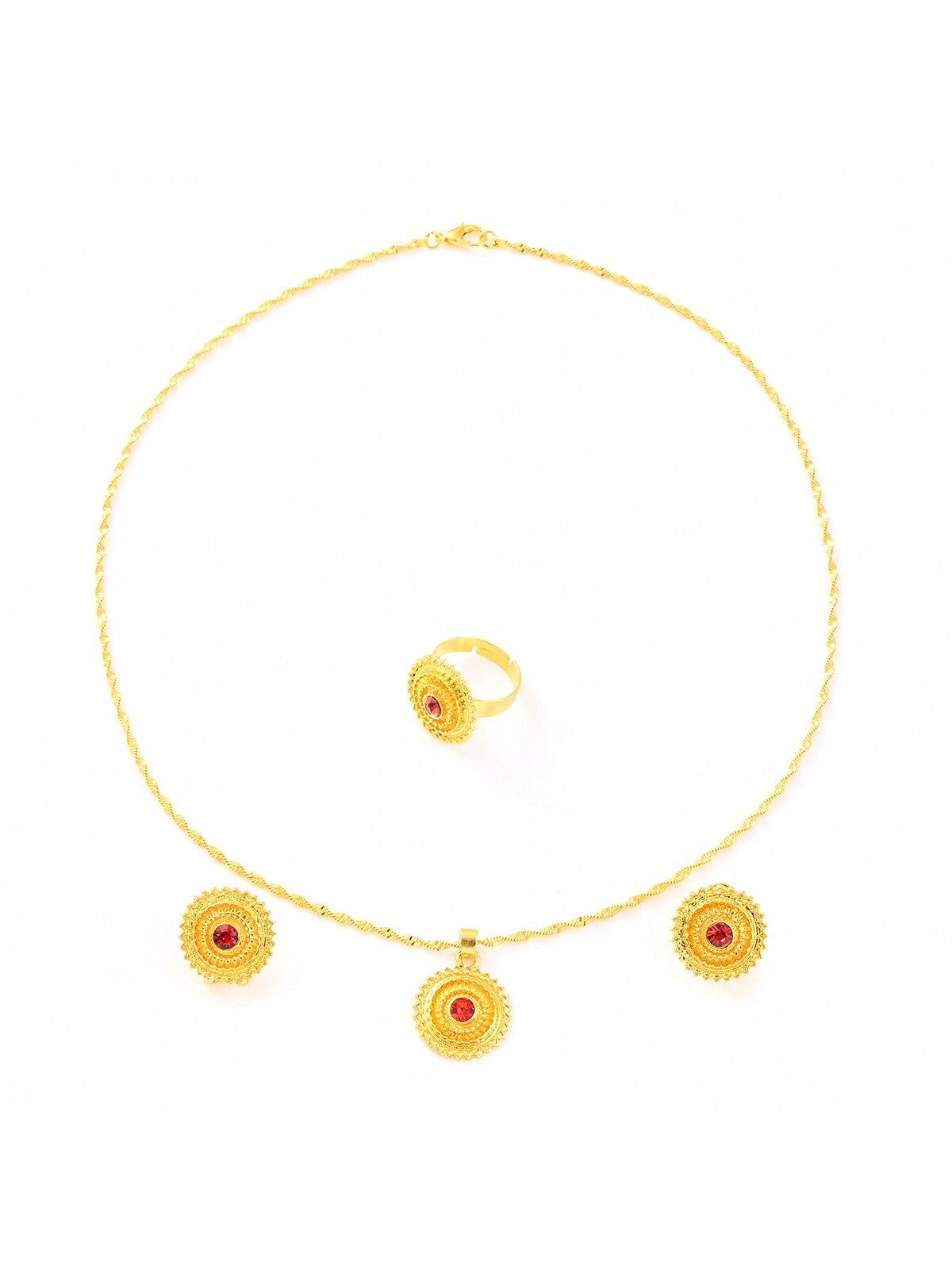 1Pc Gold-Color Traditional Jewelry Set for Women, Wedding Party Gift Set