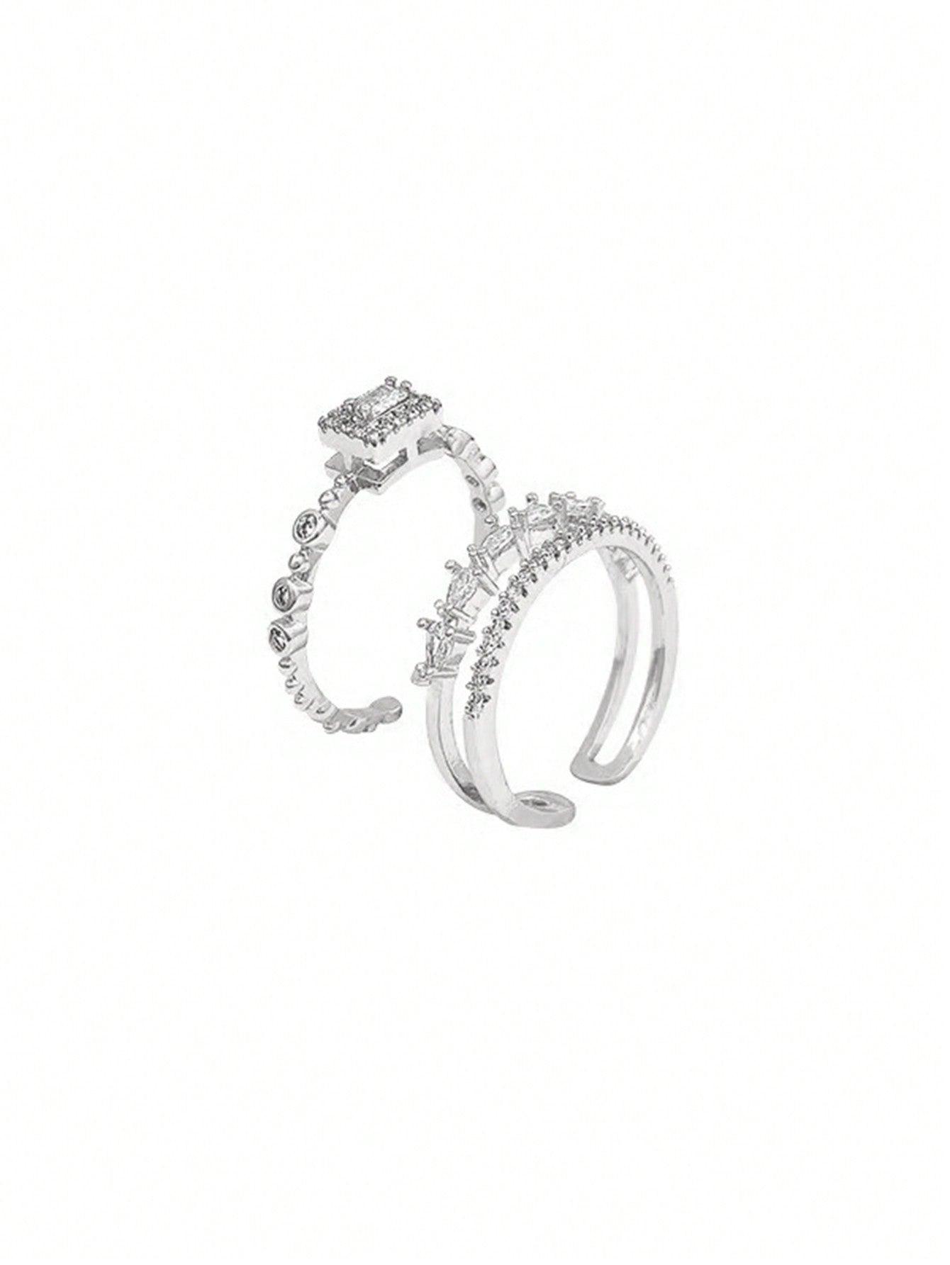 2Pcs/Set Fashionable Double Layered Adjustable Vintage Ring
