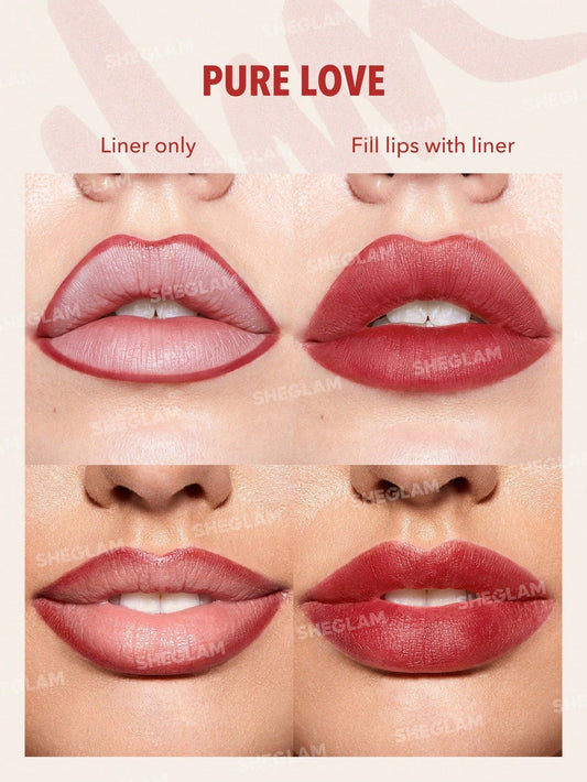 SHEGLAM Love Stained Lip Tint Marker-Pure Love Matte Red Lip Stain Pen Highly Pigmented Long-Lasting Lip Liner Contour Tint Lip Makeup Black Friday Lip Liner