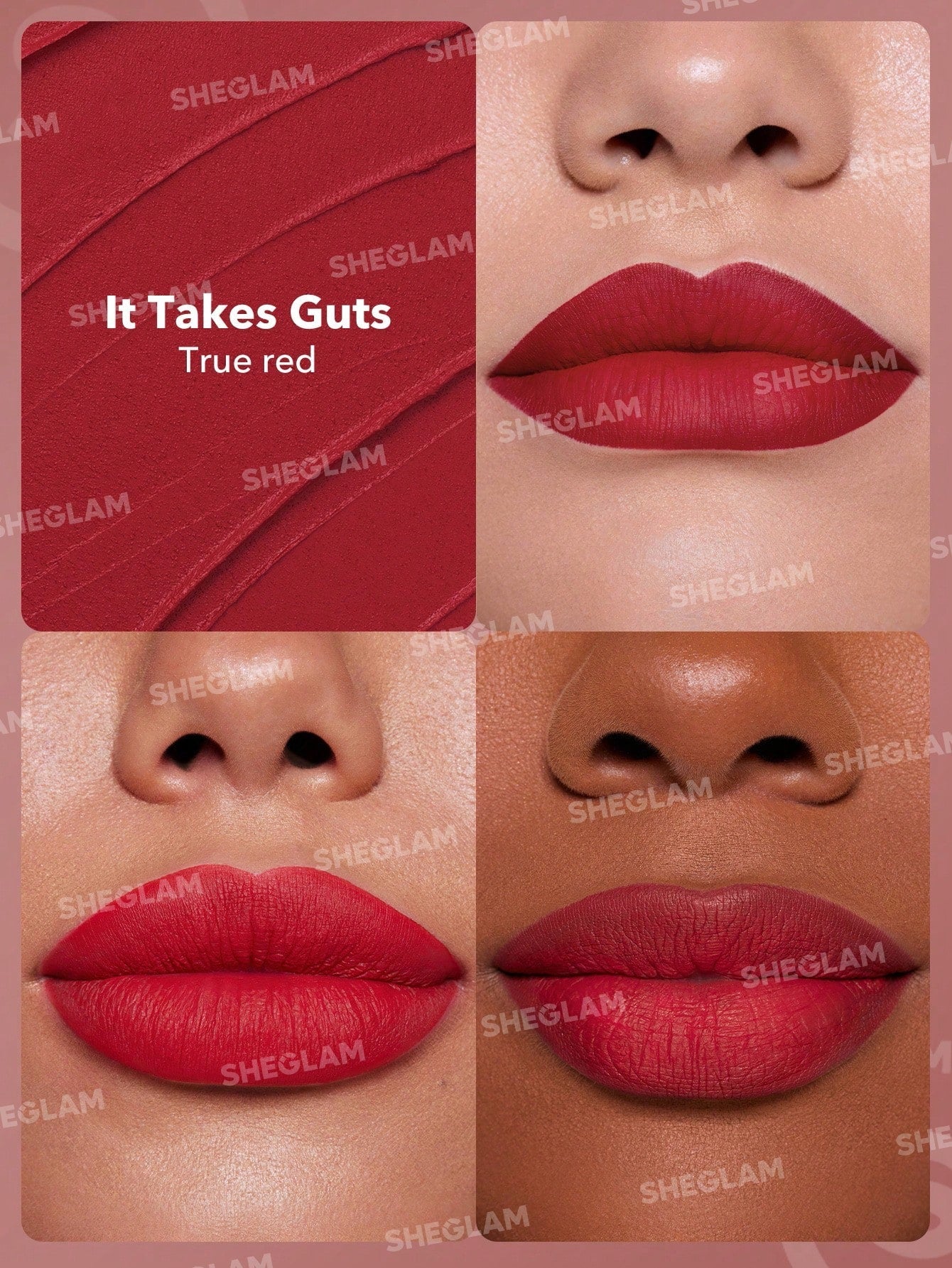 SHEGLAM Dynamatte Boom Long Lasting Matte Lipstick-It Takes Guts 20 Colors Creamy Matte Waterproof Lipstick Amazing Non-Stick Cup Transfer-Proof Lipstick Black Friday Sale Gift Red Lipstick