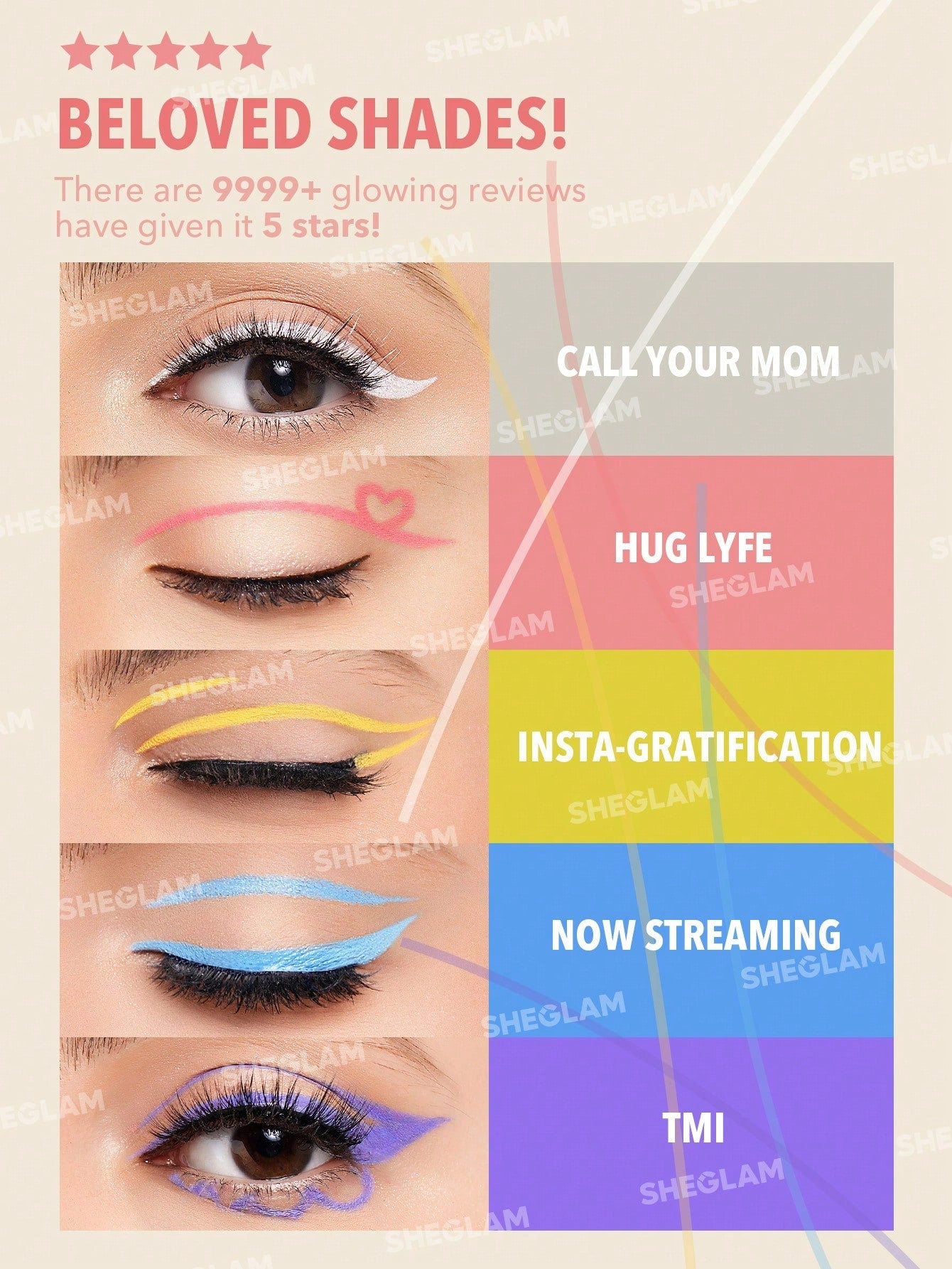 SHEGLAM Color Crush Liquid Eyeliner-Hug Lyfe 7 Colors Smudge-Proof High Pigment Eyeliner Pencil Sweat-Proof Long Lasting Easy to Use Pink Eyeliner Black Friday Winter Gifts Y2K Trending Y8K Eyeliner