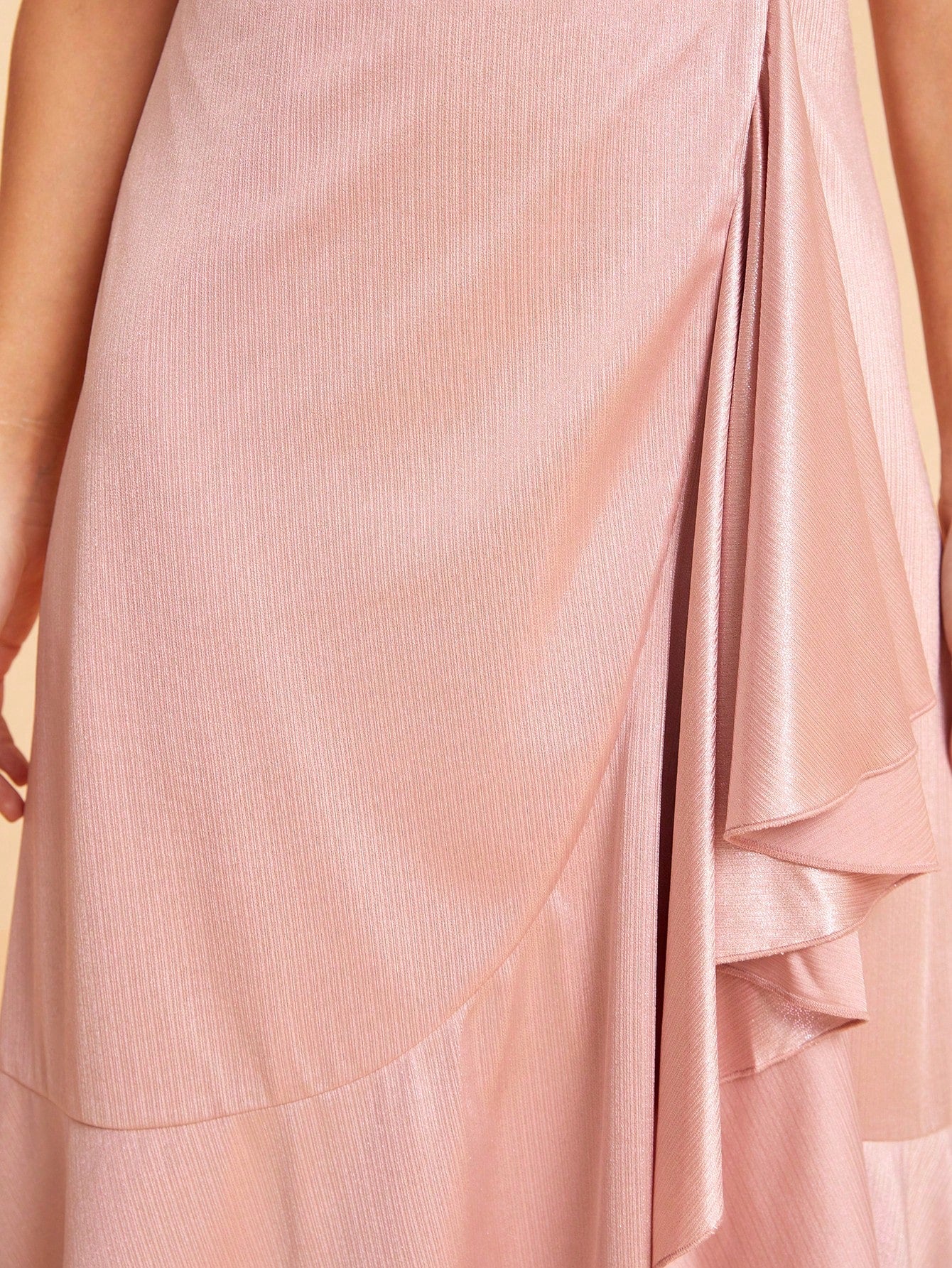 SHEIN Belle Wrap Ruffle Hem Satin Cami Bridesmaid Dress