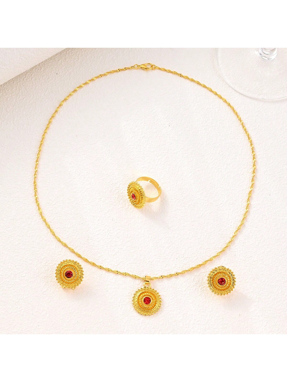 1Pc Gold-Color Traditional Jewelry Set for Women, Wedding Party Gift Set