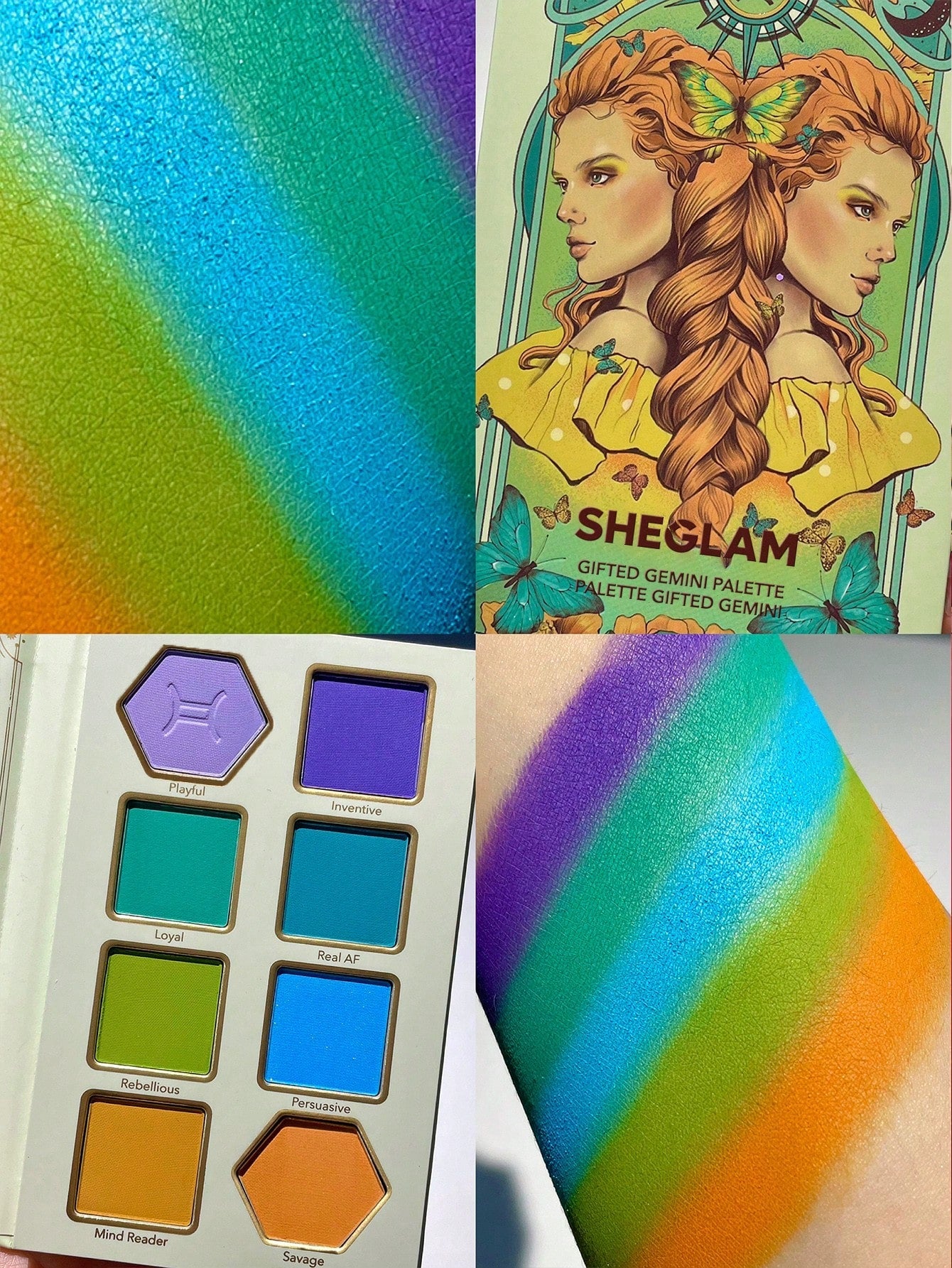 SHEGLAM Gifted Gemini Palette 8-Clolor Shimmer Matte Eyeshadow Palette Neutral Tone Bold Color Blue Green Orange High Pigment Long Wear Blendable Cream Eyeshadow Black Friday Winter Summer Eyeshadow