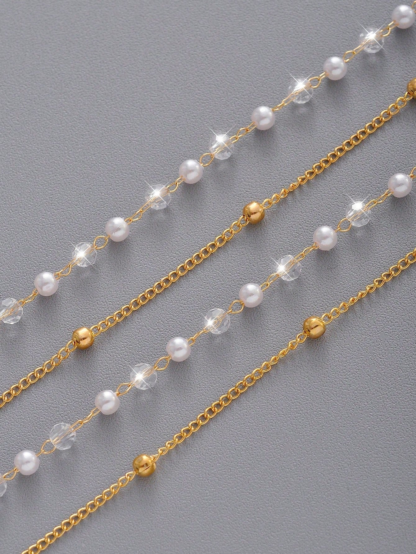 2Pcs Fashionable Luxurious Style Crystal & Faux Pearl Decorated Bracelet & Necklace Set for Women & Girls Suitable for Dating, Holiday, Party, Gift, and Daily Wear