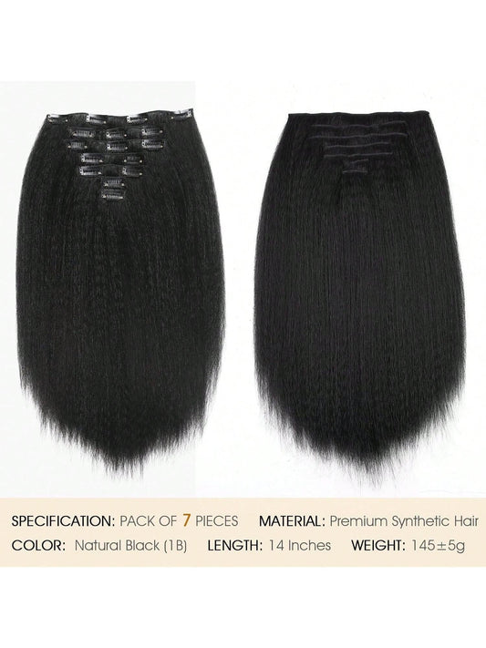 7 Pieces Kinky Straight Clip in Hair Extensions Black Hair Extensions Clip Ins for Straight Clip in Hair Extensions