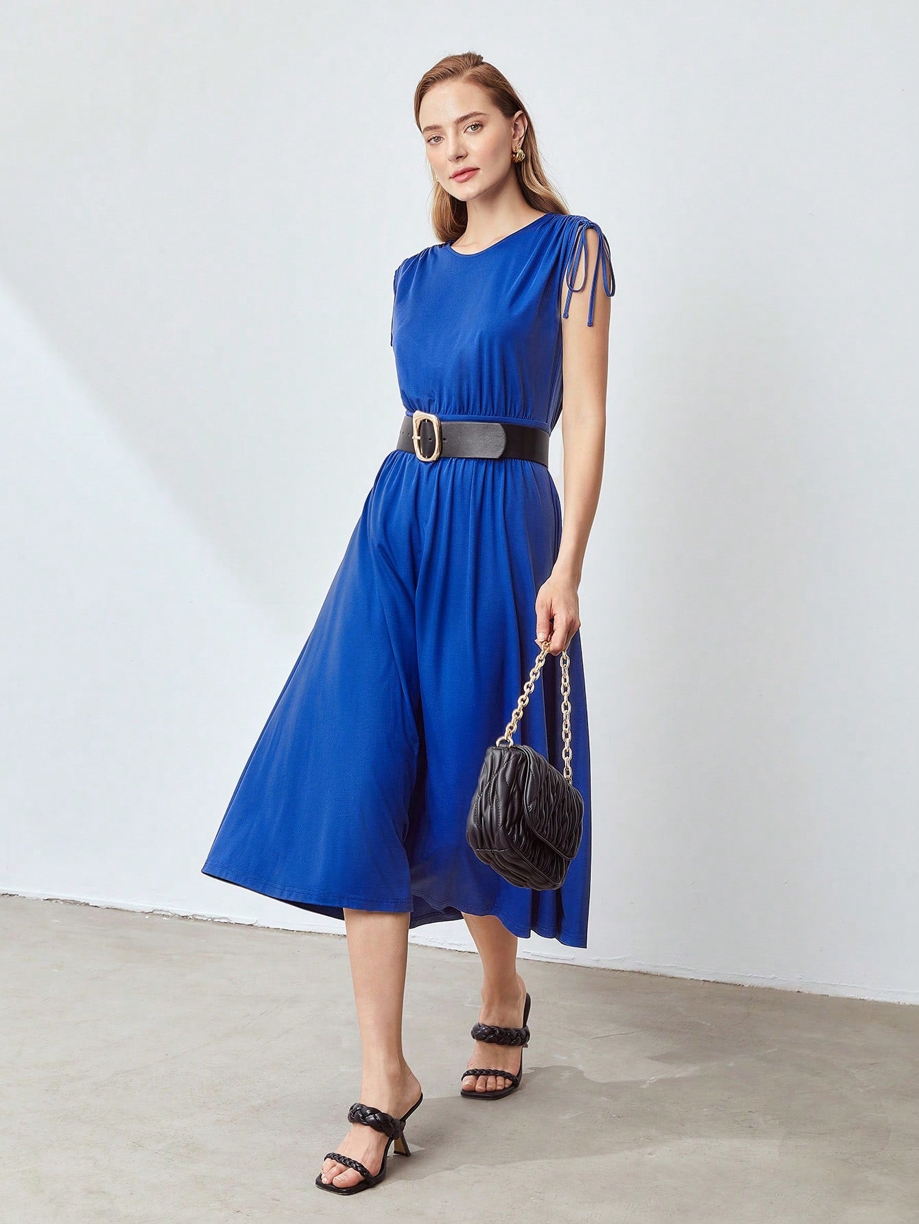 MOTF PREMIUM VISCOSE DRAWSTRING DRESS without BELT