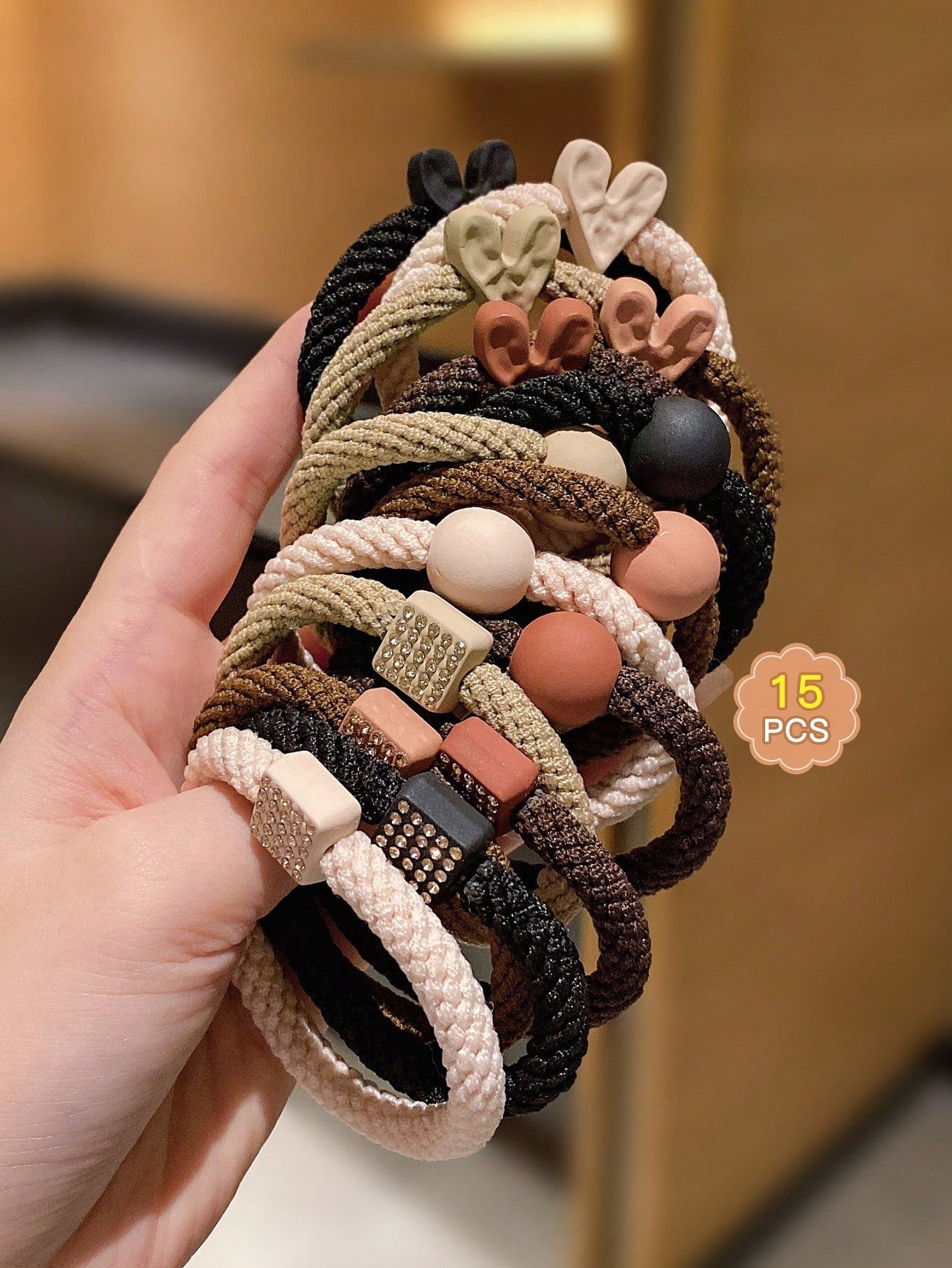 15Pcs Kids' Simple Colorful Elastic Hair Ties without Damaging the Hair
