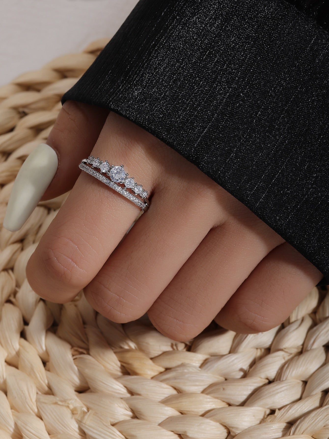 Rhinestone Decor Cuff Ring