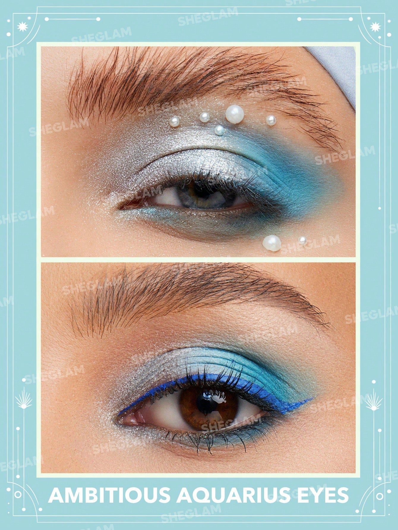 SHEGLAM Ambitious Aquarius Palette 8-Clolor Shimmer Metallic Matte Eyeshadow Palette Silver Blue High Shine High Pigment Long Wear Blendable Cream Eyeshadow Black Friday Winter Purple Eyeshadow