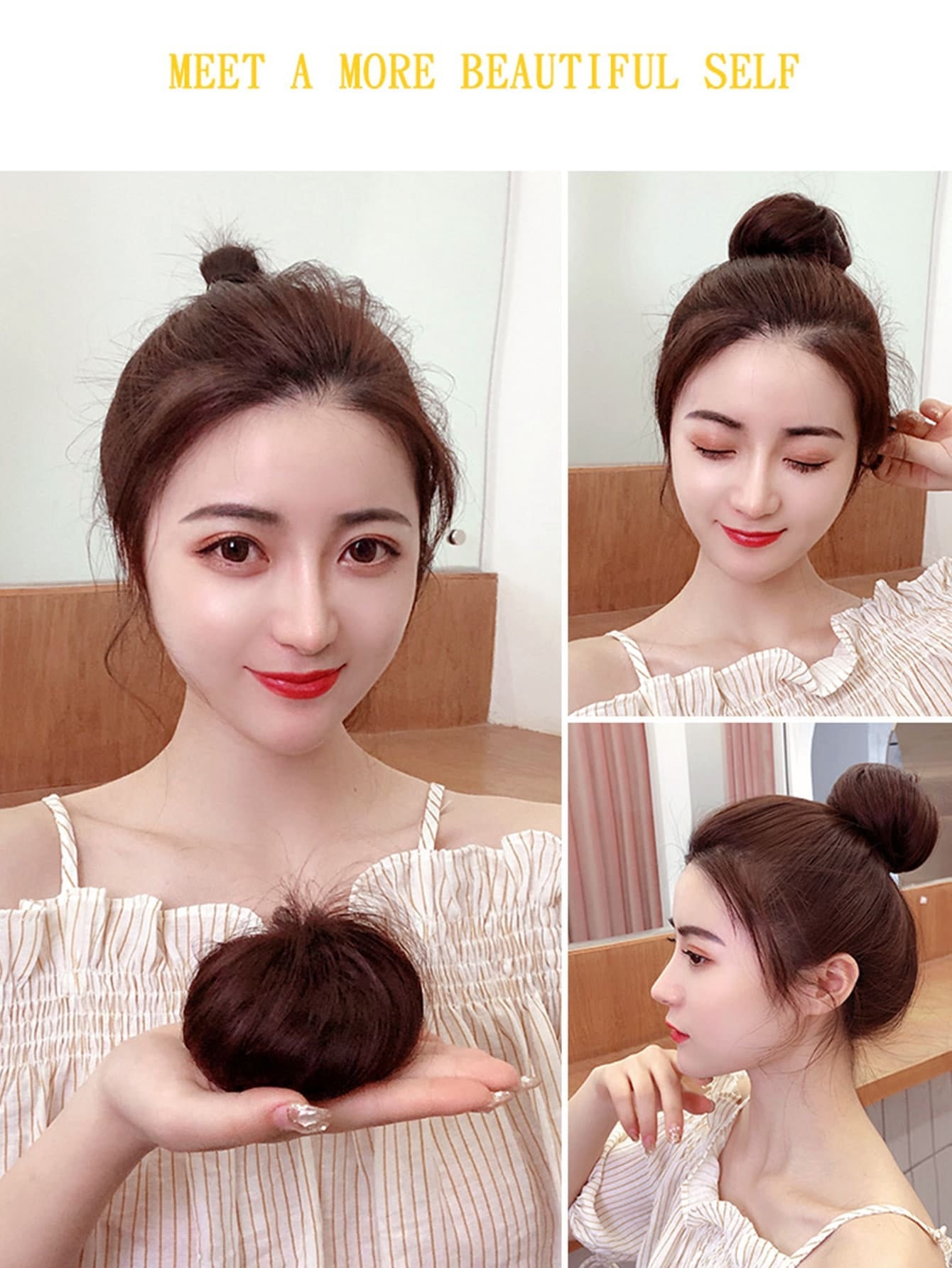 Foreign Trade Chemical Fiber High Temperature Silk Elastic Rope Fake Hair Bag Ancient Style Ball Hair Wig Hair Accessories Korean Straight Hair Bag
