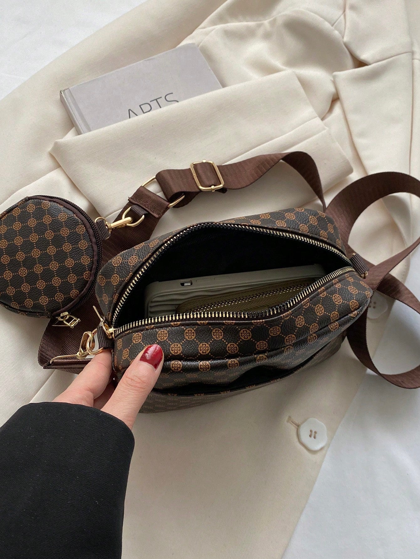 Mini Geometric Pattern Square Bag with Coin Purse