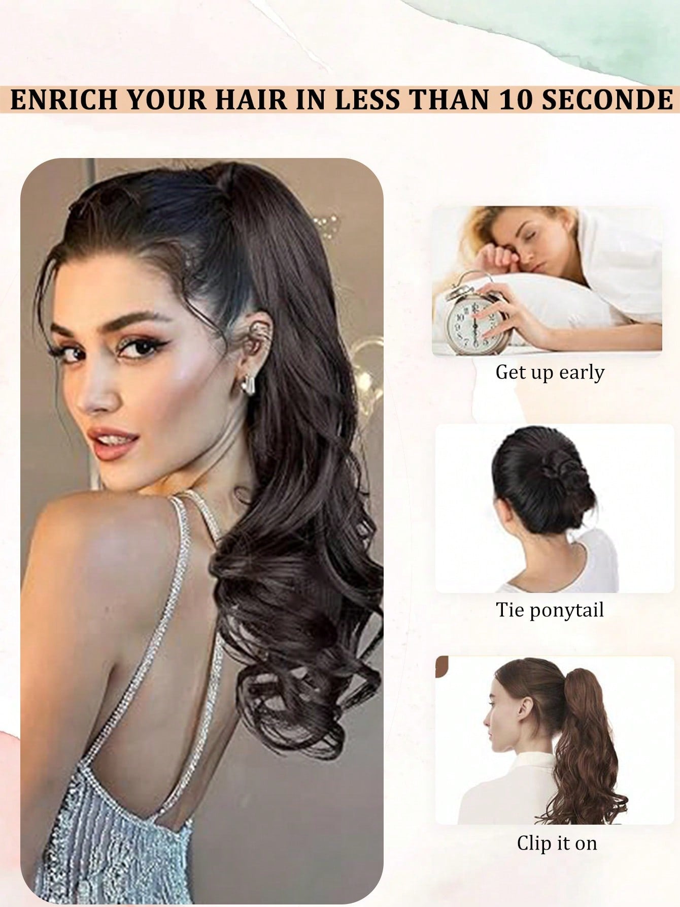 Claw Clip Ponytail Extension Curly Wavy Clip in Long Ponytails Hair Extensions Synthetic Hairpiece for Women