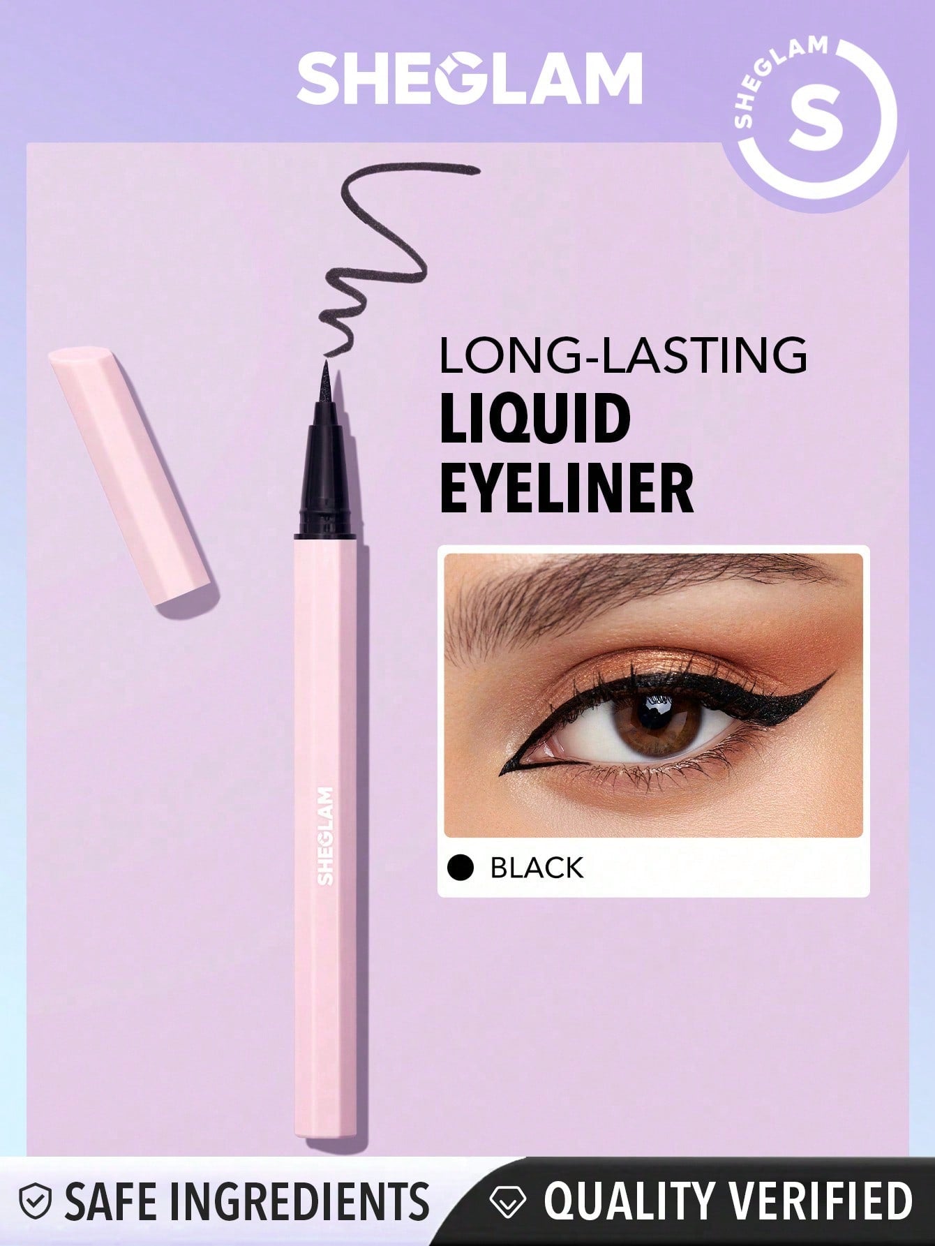 SHEGLAM Eternal Beauty Liquid Eyeliner-Black Waterproof Matte Eyeliner Pencil Smudge-Proof Long Lasting Slim Ultra-Fine Eyeliner Black Friday Eyeliner