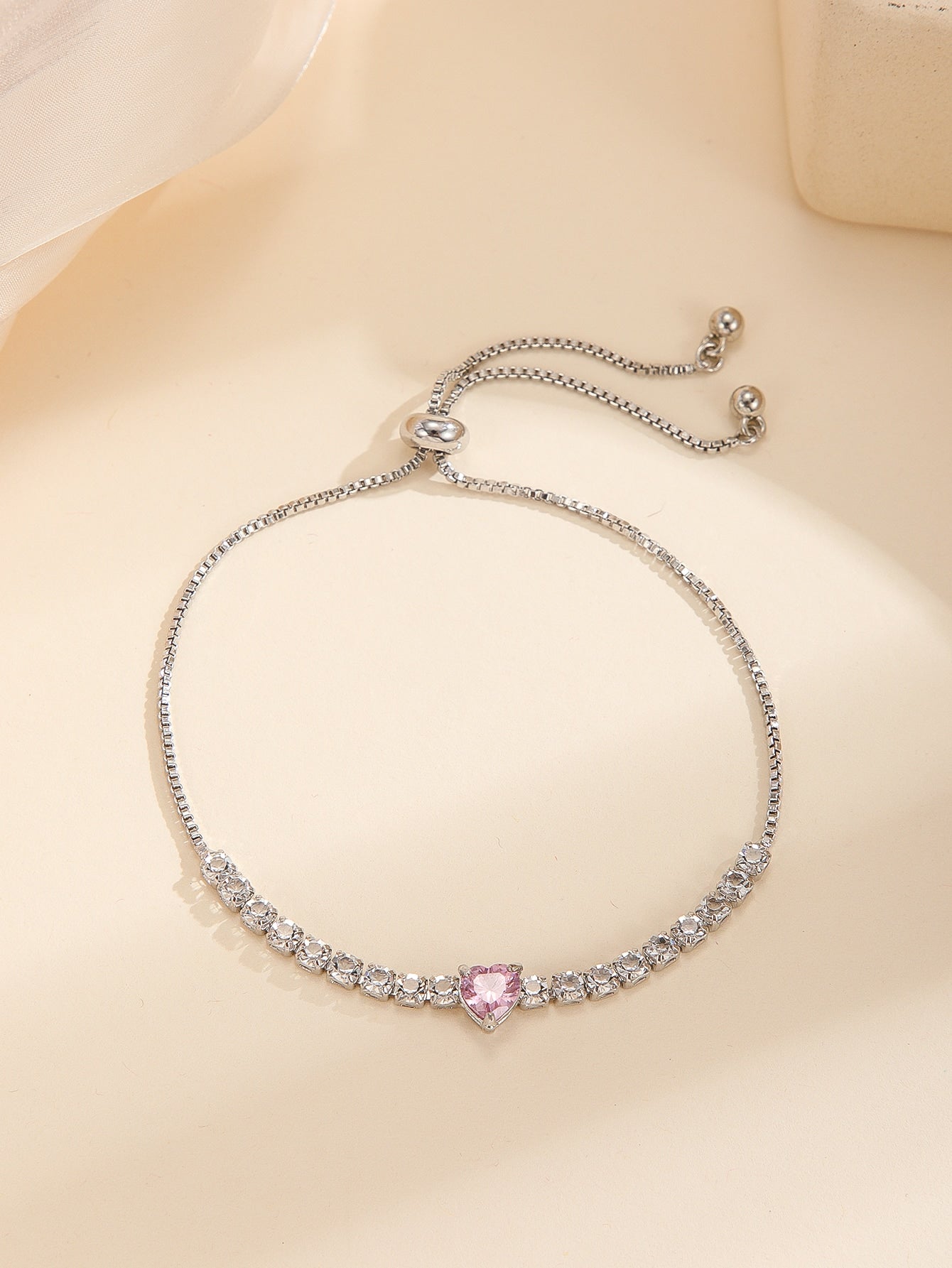 Rhinestone Heart Decor Bracelet