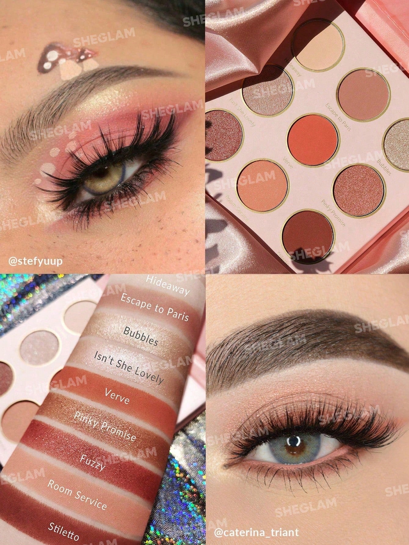 SHEGLAM Rose Code Palette 9-Clolor Shimmer Metallic Matte Eyeshadow Palette Shine Rose Sequins Ultra Pigmented Soft Blendable Y2K Styling Eyeshadow Black Friday Winter Gifts Eyeshadow
