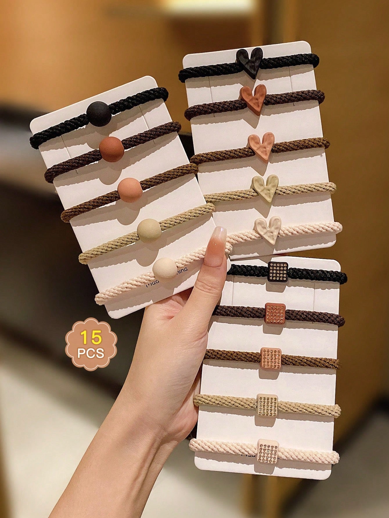 15Pcs Kids' Simple Colorful Elastic Hair Ties without Damaging the Hair