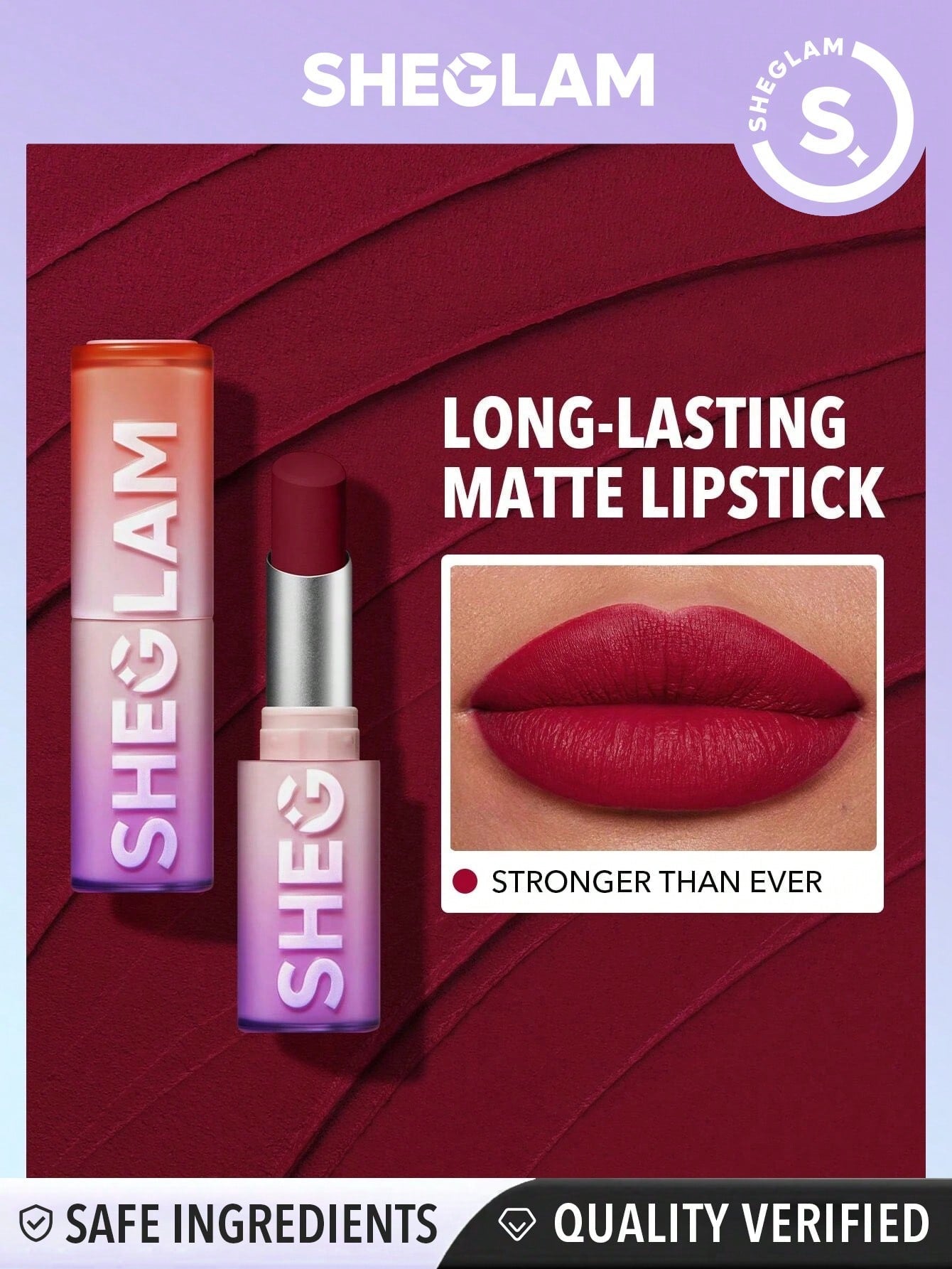 SHEGLAM Dynamatte Boom Long Lasting Matte Lipstick-Stronger than Ever 20 Colors Creamy Matte Waterproof Lipstick Amazing Non-Stick Cup Transfer-Proof Lipstick Black Friday Sale Gift Red Lipstick