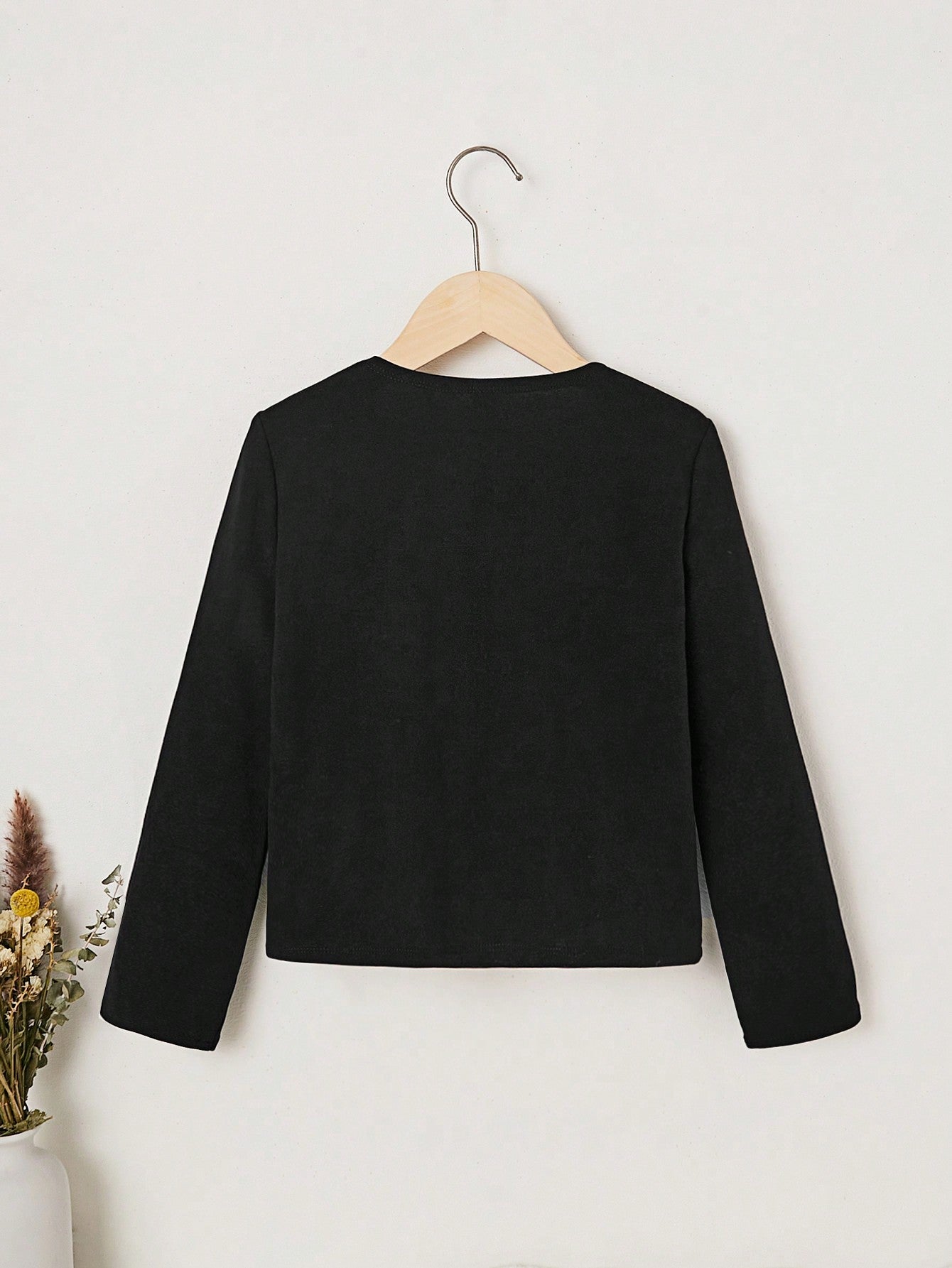 SHEIN Kids Cooltwn Tween Girl'S Casual Beaded Knitted Jacket without Collar for Autumn and Winter