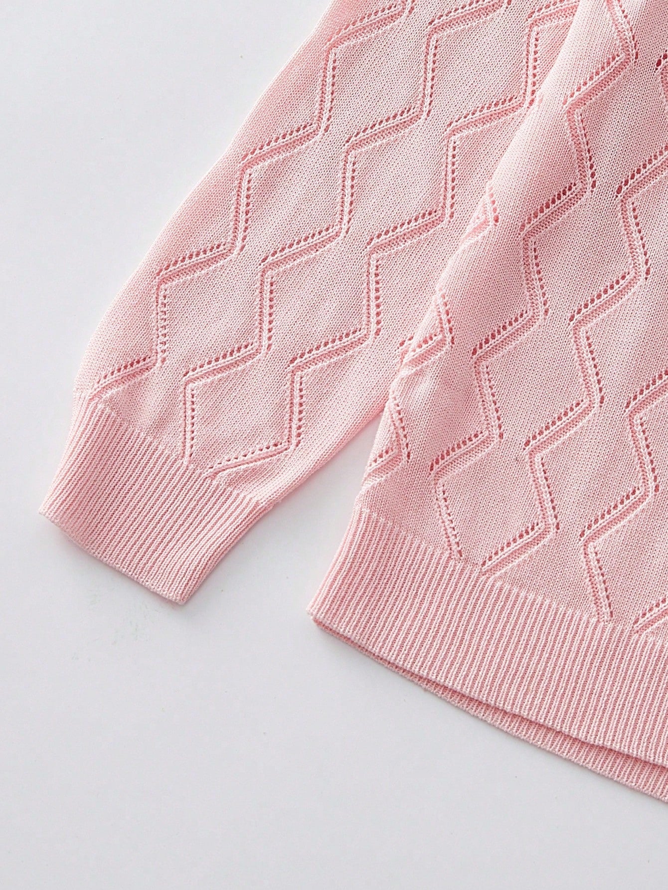 Girls' Solid Color Pointelle Knit Cardigan