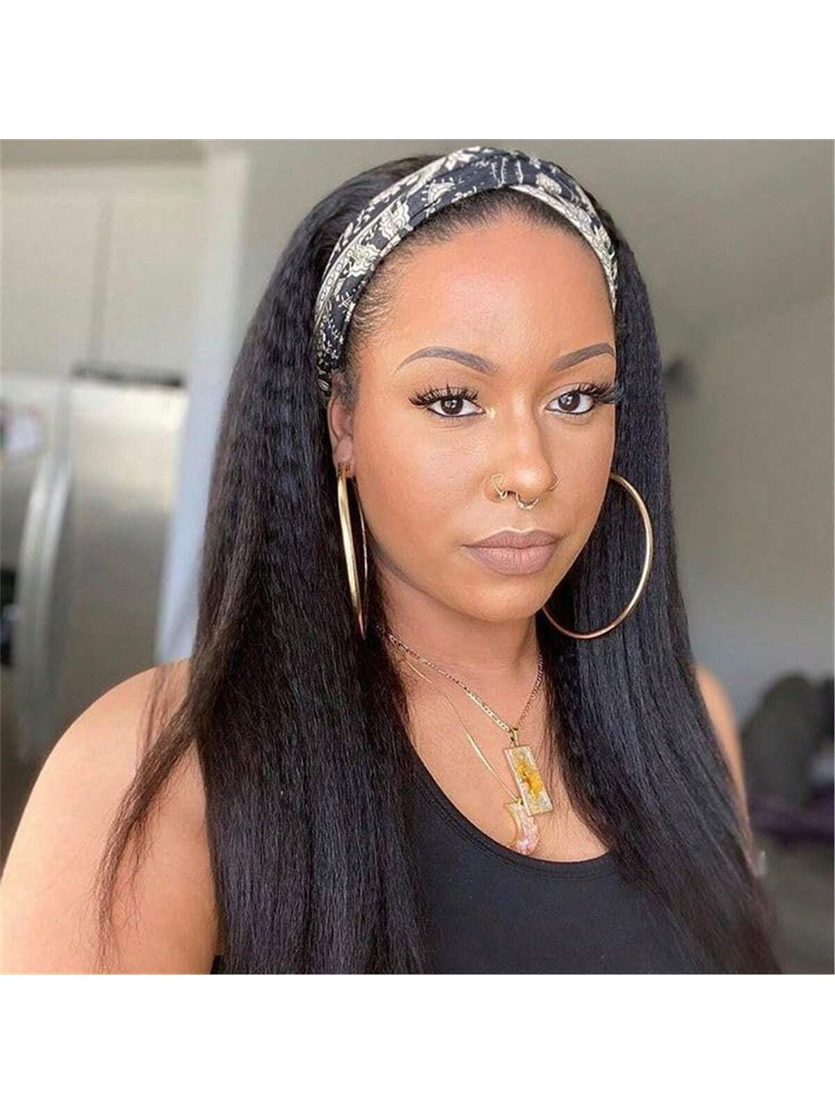 7 Pieces Kinky Straight Clip in Hair Extensions Black Hair Extensions Clip Ins for Straight Clip in Hair Extensions