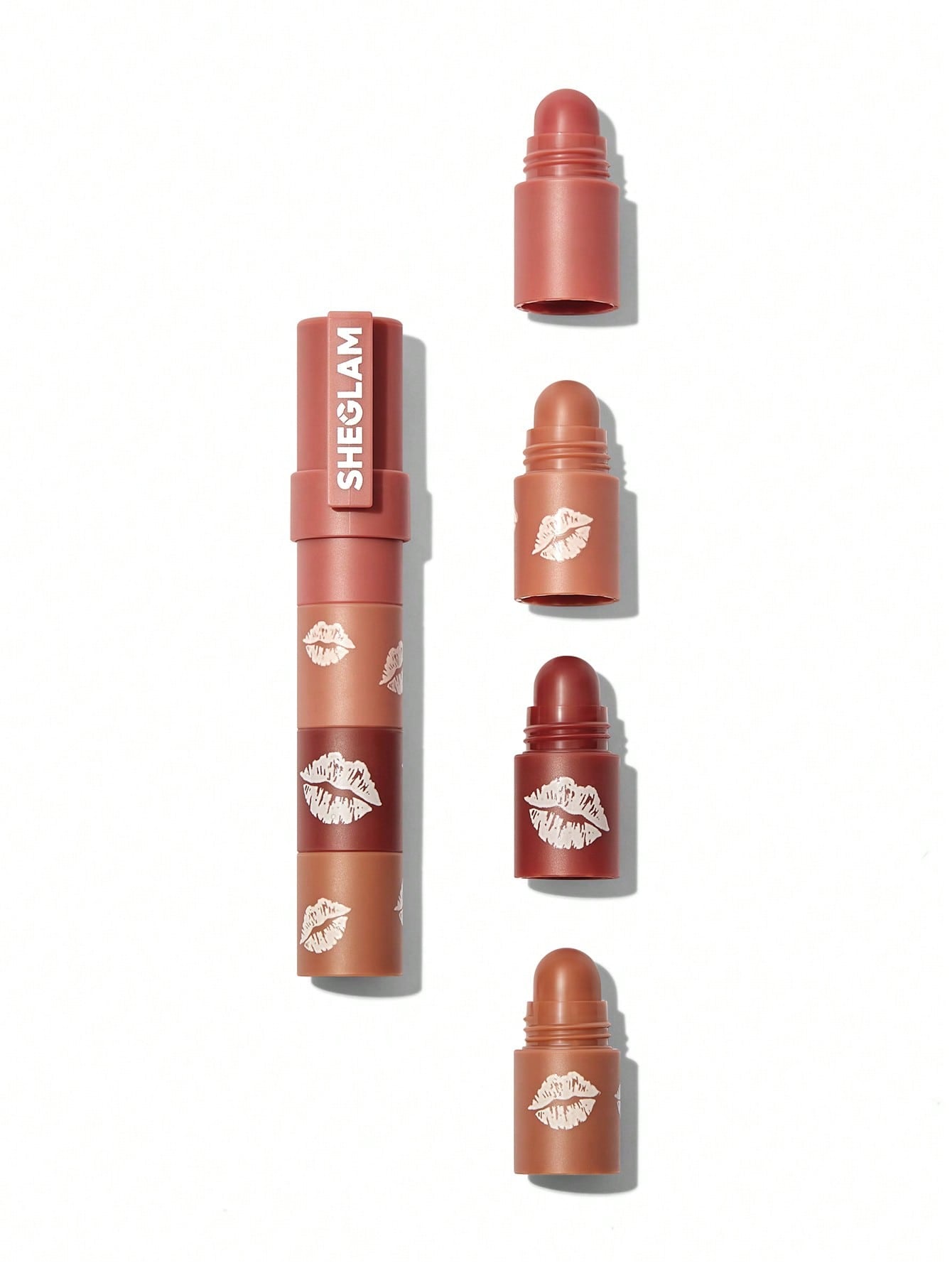 SHEGLAM Mega Lip Stacks-Nude-Bare Stack 4 in 1 Creamy-Matte Nude Lipstick Kit High Pigment Non-Drying Portable Travel Lipstick Kit Lip Makeup Black Friday Lipstick
