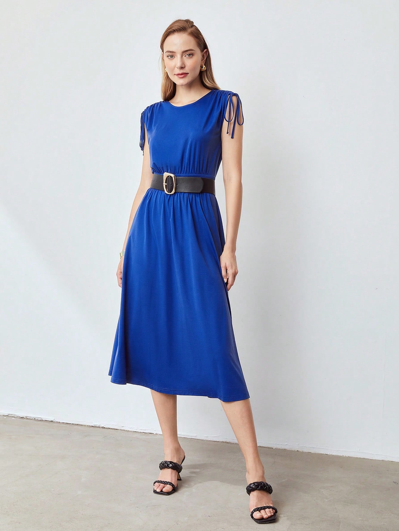MOTF PREMIUM VISCOSE DRAWSTRING DRESS without BELT