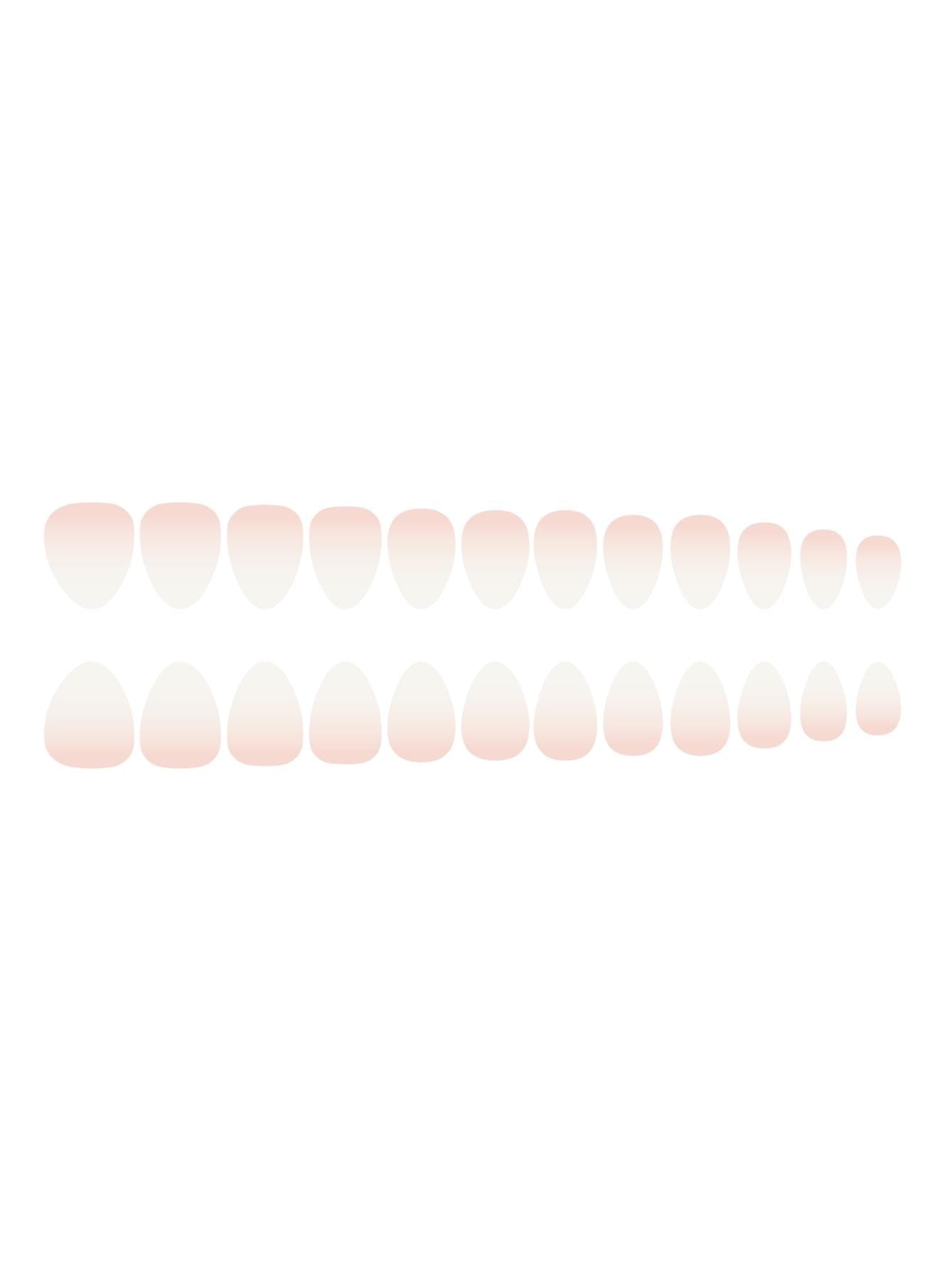 Get Glamorous with 24Pcs Long Almond Milky Ombre Fake Nail & 1Pc Nail File & 1Sheet Tape