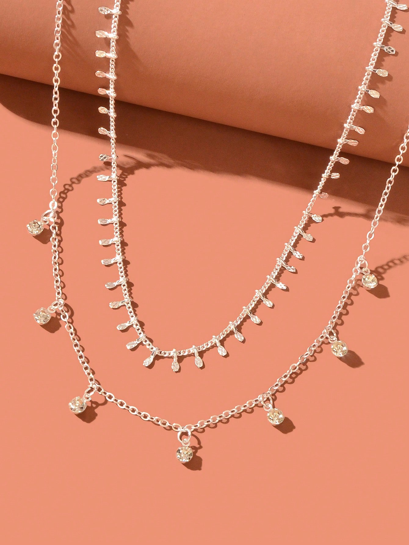 2Pcs Rhinestone Charm Necklace