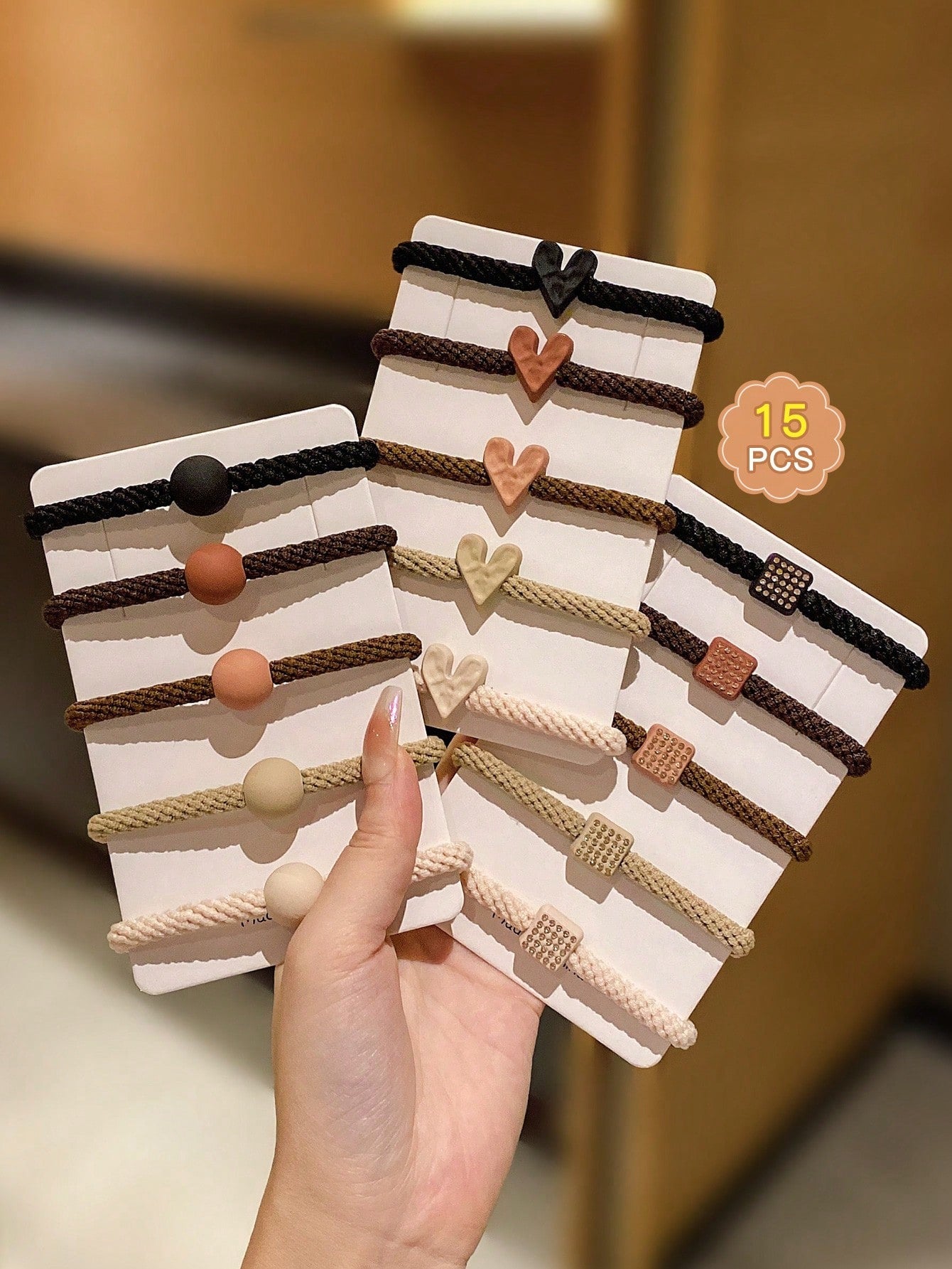 15Pcs Kids' Simple Colorful Elastic Hair Ties without Damaging the Hair