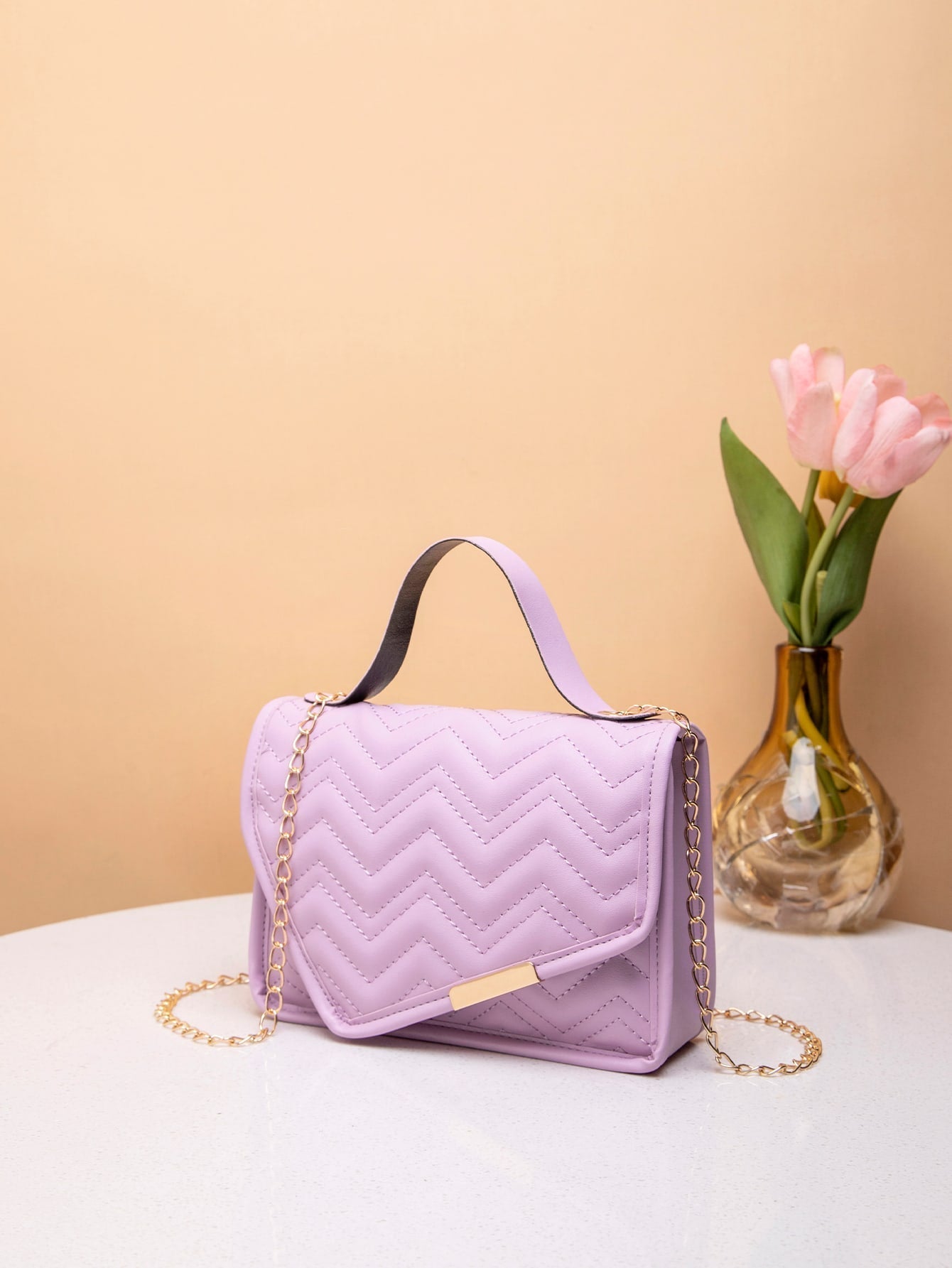 Mini Chevron Flap Chain Square Bag