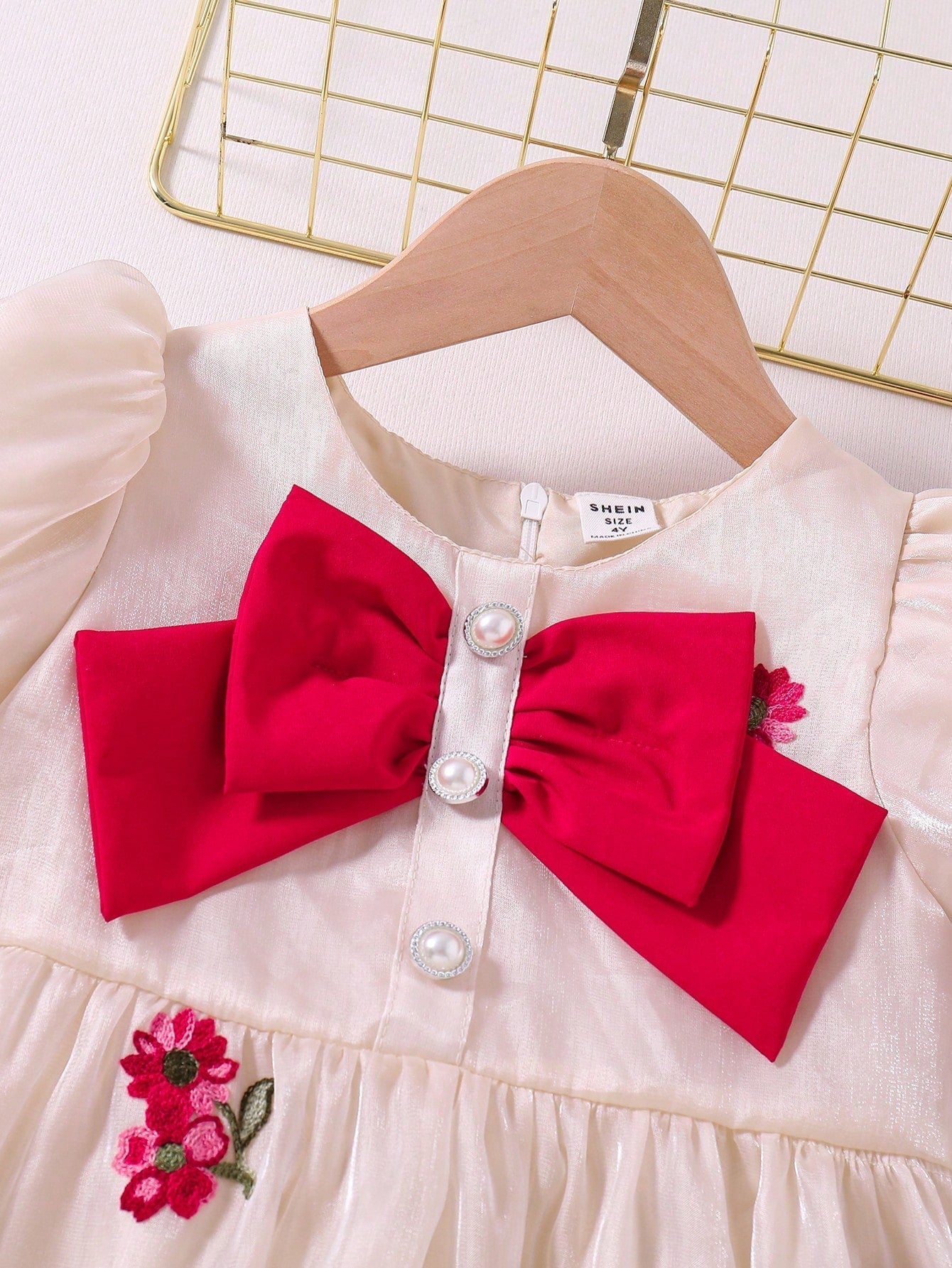 SHEIN Kids CHARMNG Toddler Girls' Gorgeous Party Dress with Bow Decoration