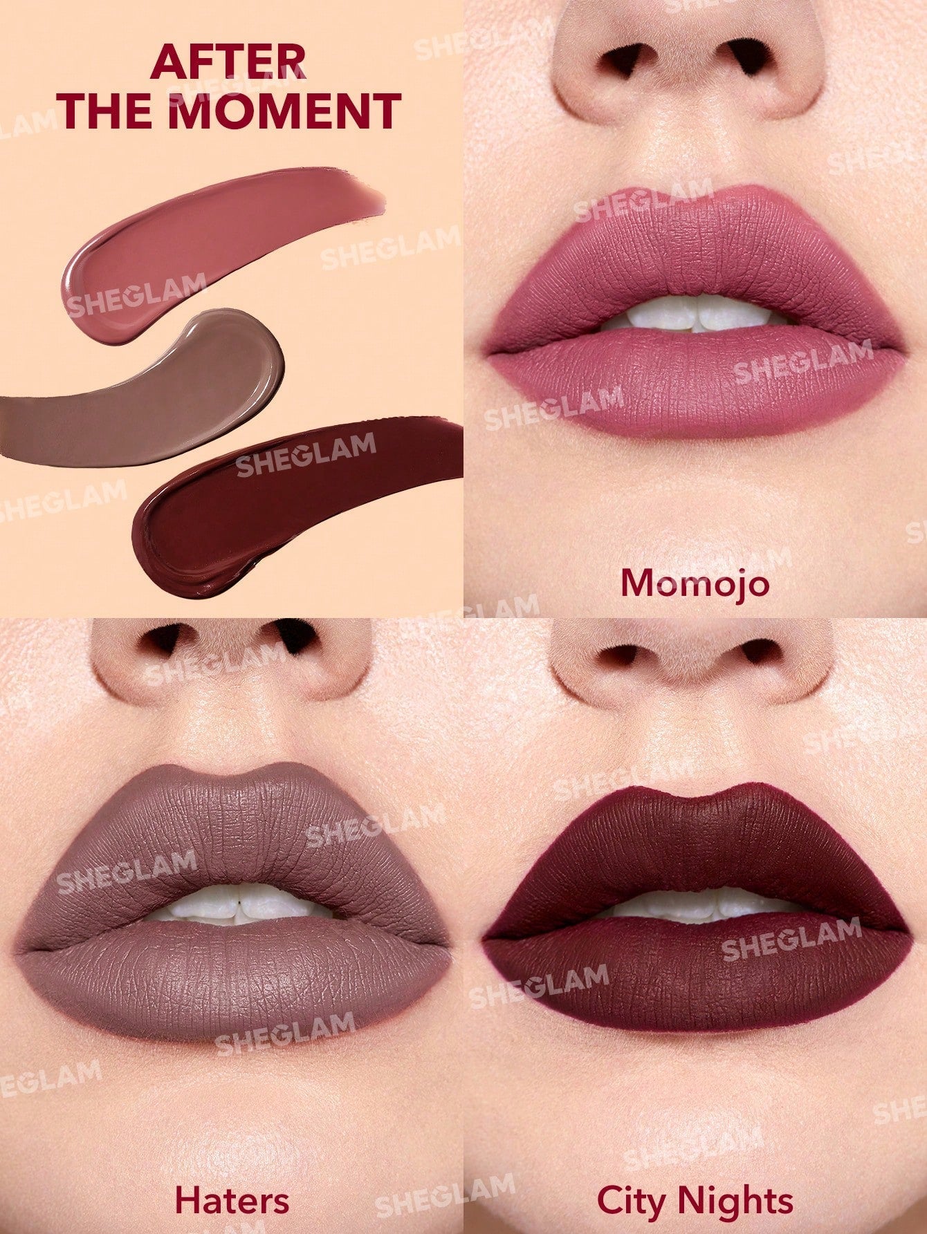 SHEGLAM Matte Allure Mini Liquid Lipstick Set - after the Moment 3 Pcs/Set Long Lasting Lipstick Nourishing Sunflower Oil Reduce Lip Fine Lines Liquid Lipstick Travel Set Black Friday Party Liquid Lipstick