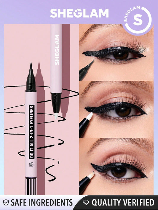 SHEGLAM Do It All 2-In-1 Eyeliner Waterproof Matte Eyeliner with a Eyeliner Remover Sweat-Proof Smudge-Proof Easy to Use Be Beginner Friendly Black Eyeliner Black Friday Gothic Eyeliner