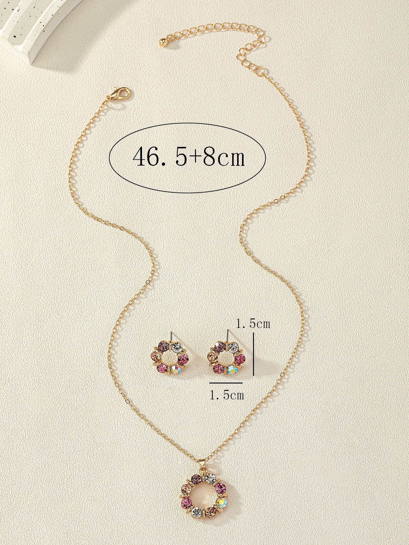3Pcs/Set Glamorous Zinc Alloy Rhinestone Flower Decor Jewelry Set for Women for Daily Decoration
